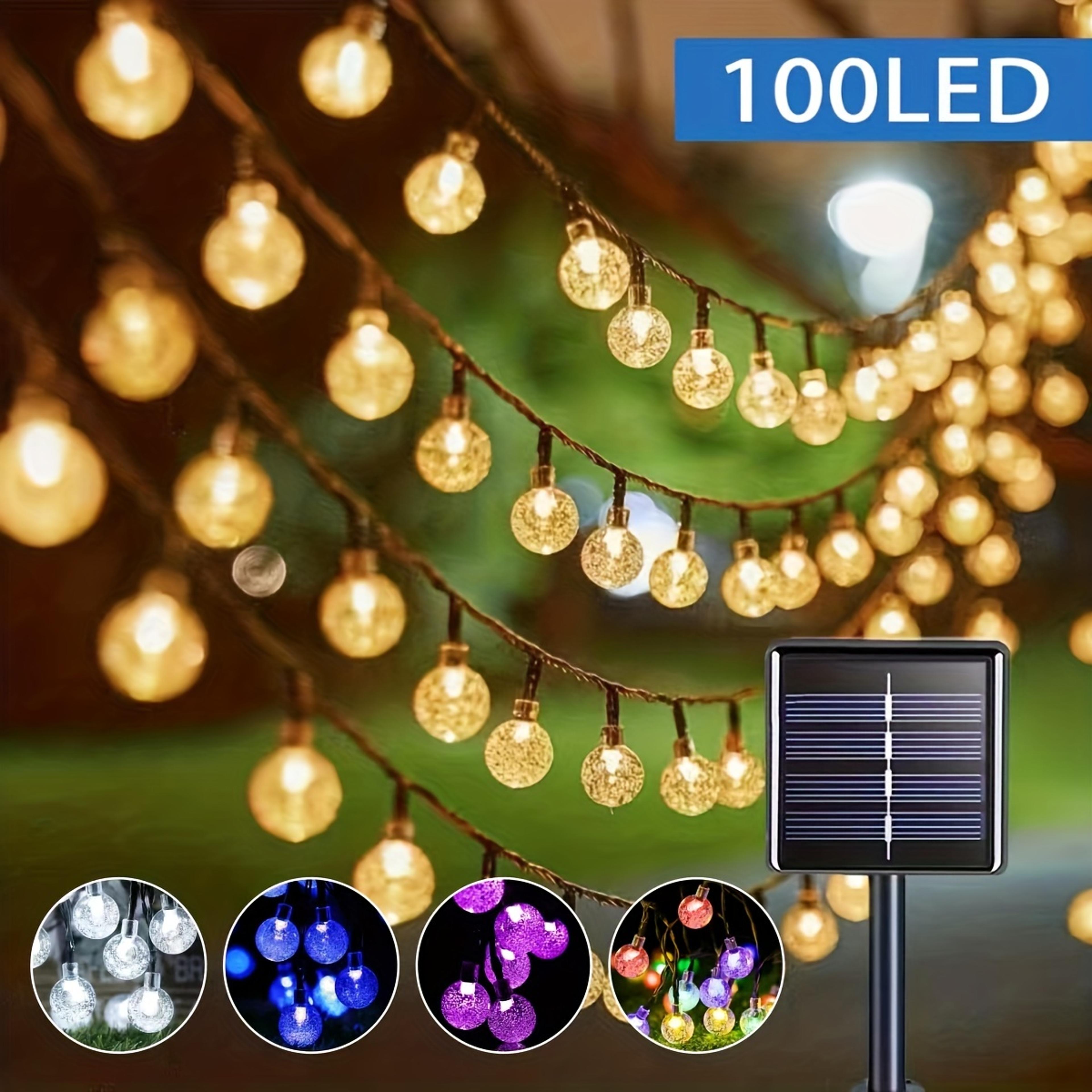 crystal globe solar string lights led, lighting modes, solar-powered outdoor lights for halloween & christmas.