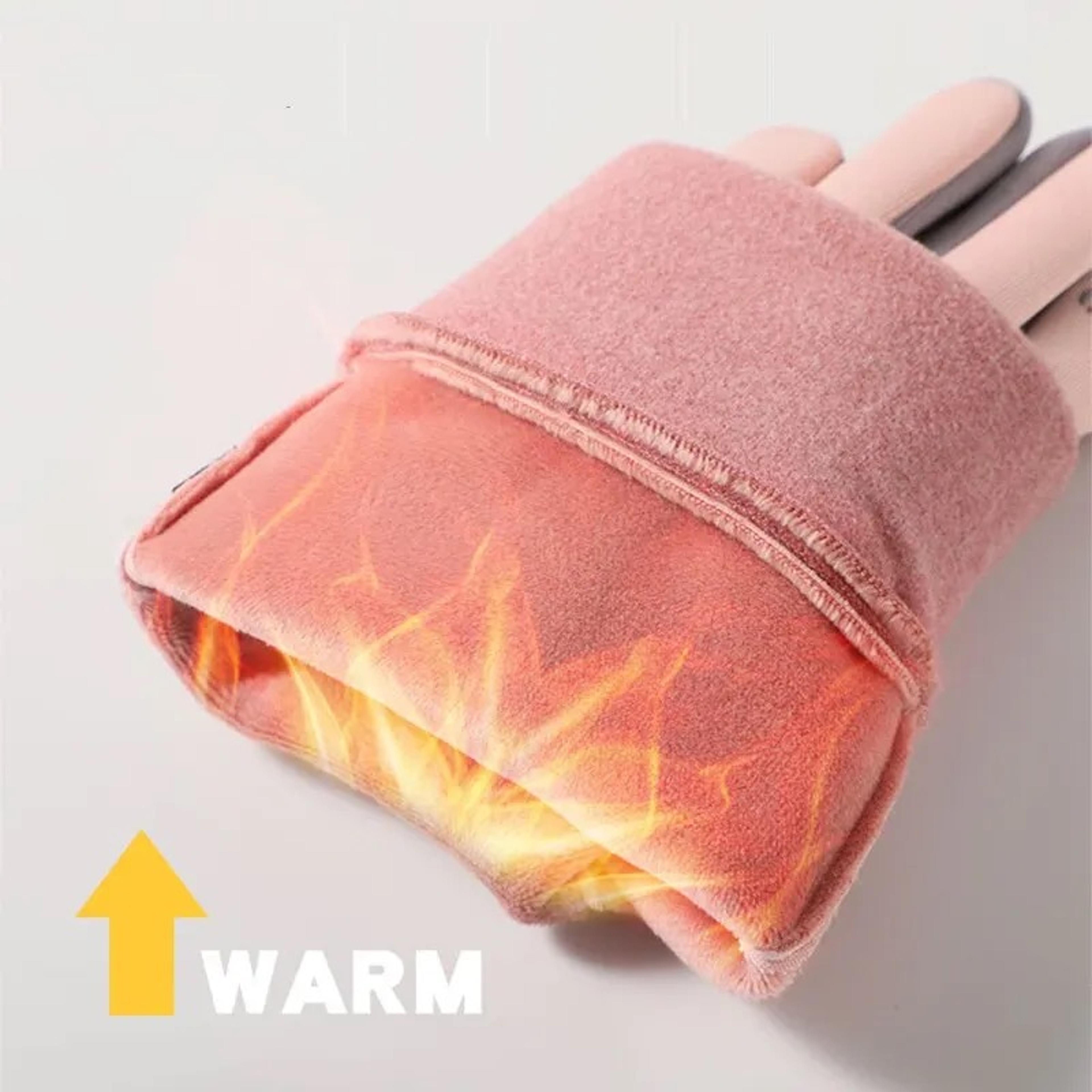 Winter Cycling Gloves For Women Waterproof Thermal Fleece Mittens For Outdoor Activities 4
