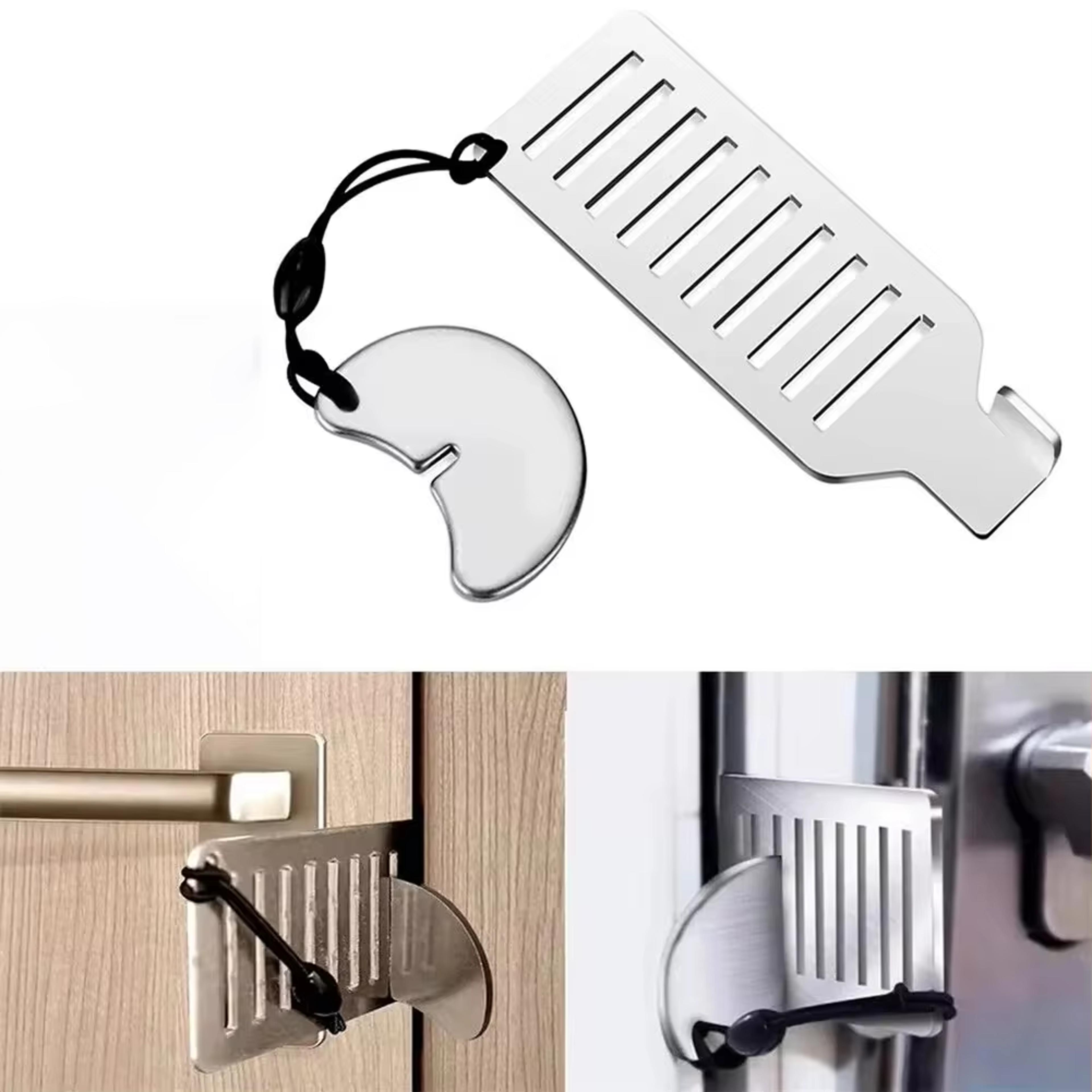 portable anti-theft door blocker stainless steel security tool for home, hotel, and travel.