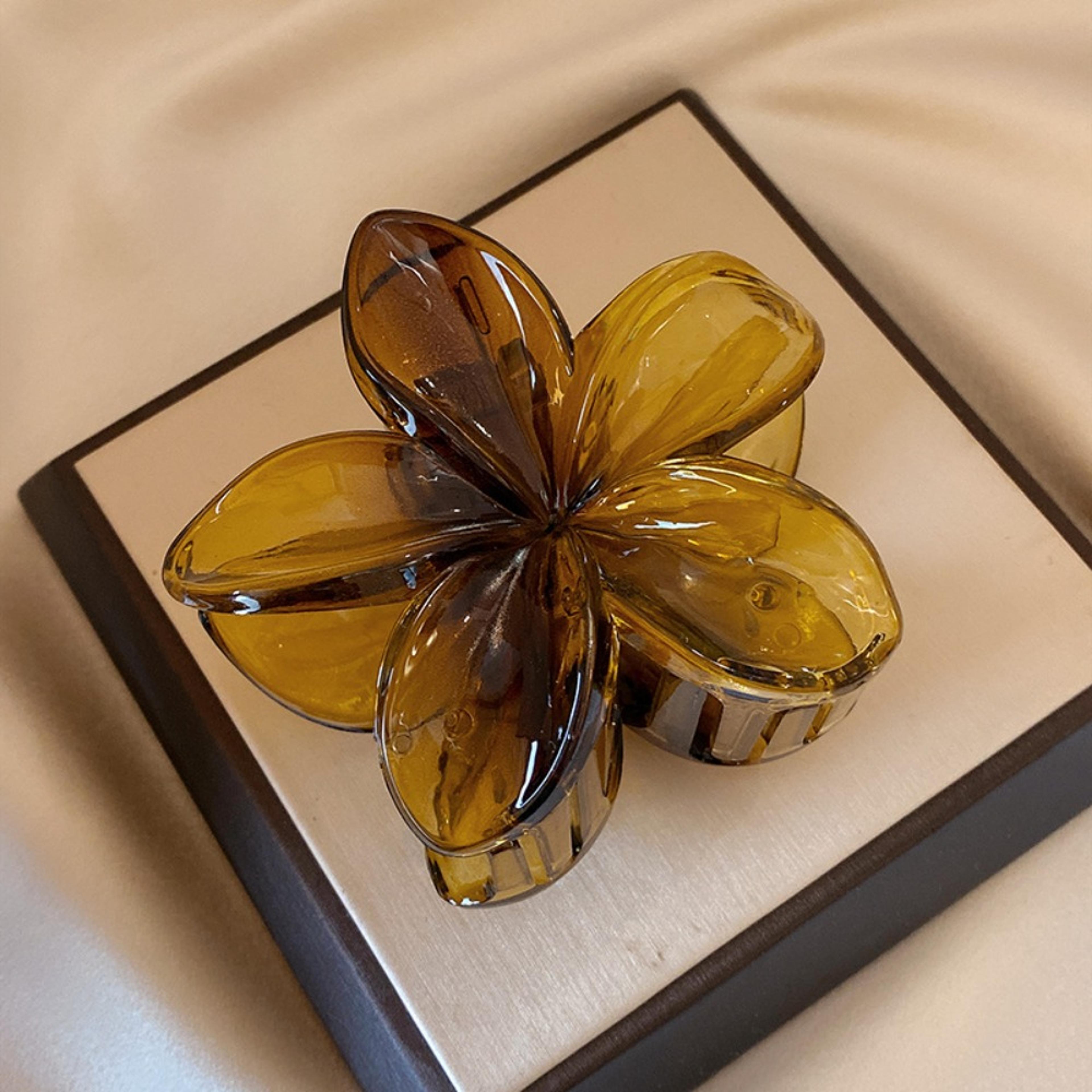 Princess Flower Hair Clip Brown Beige Lightweight Plastic Fashionable Hair Accessories 8