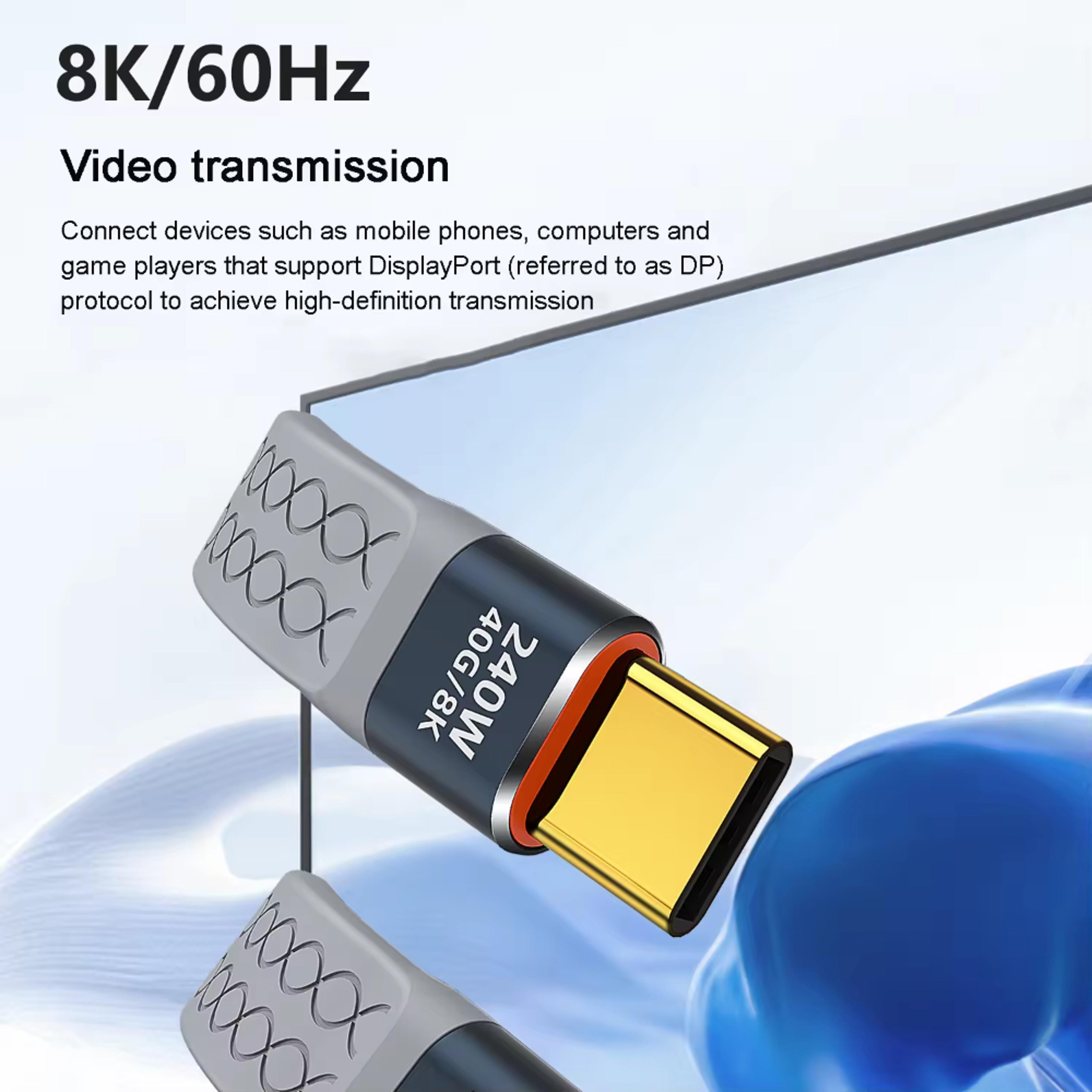 USB C To USB C Cable Fast Charging  Data Transfer Resolution Flat Extension Cord 4