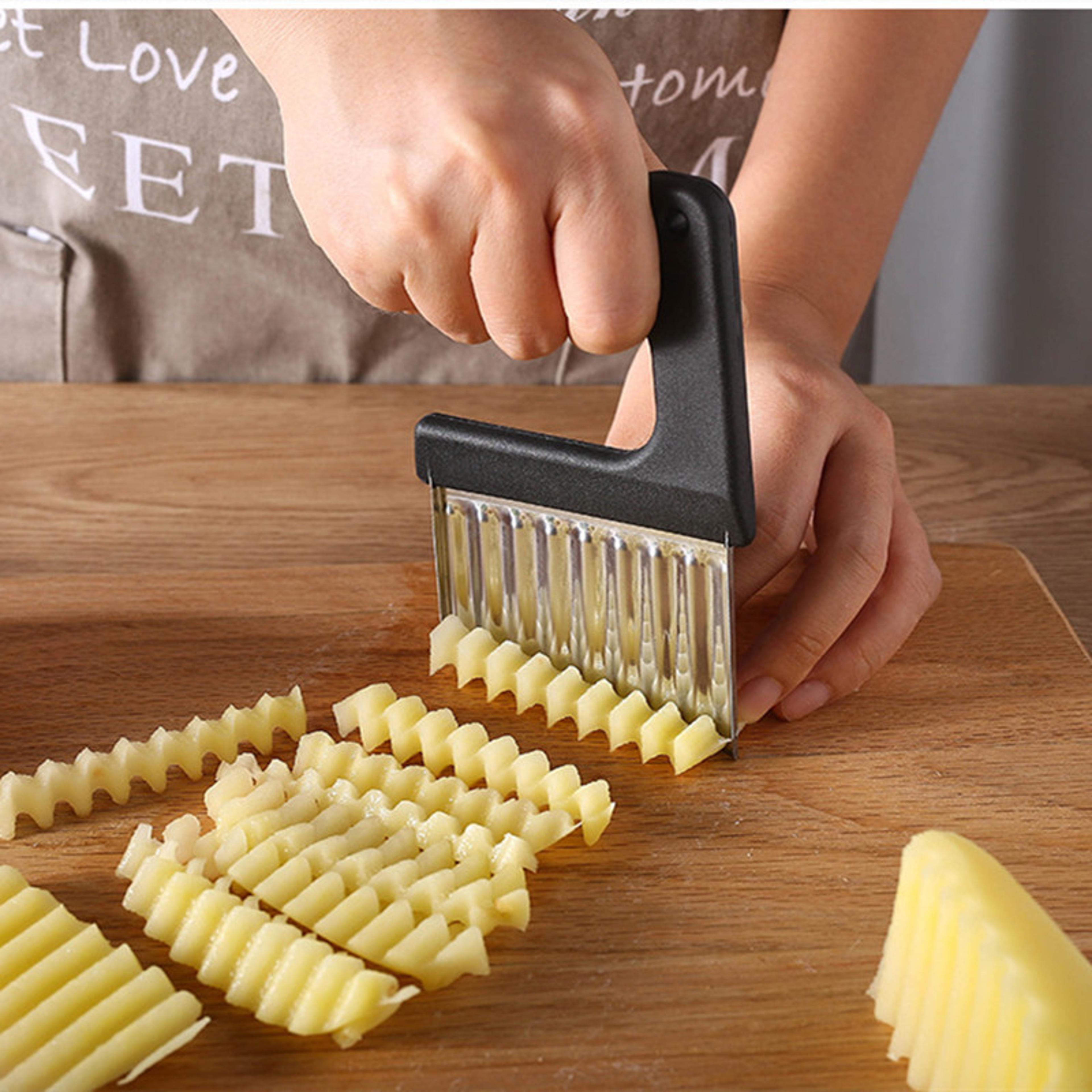 stainless steel crinkle cutter wavy vegetable slicer potato chip and french fry cutter kitchen tool