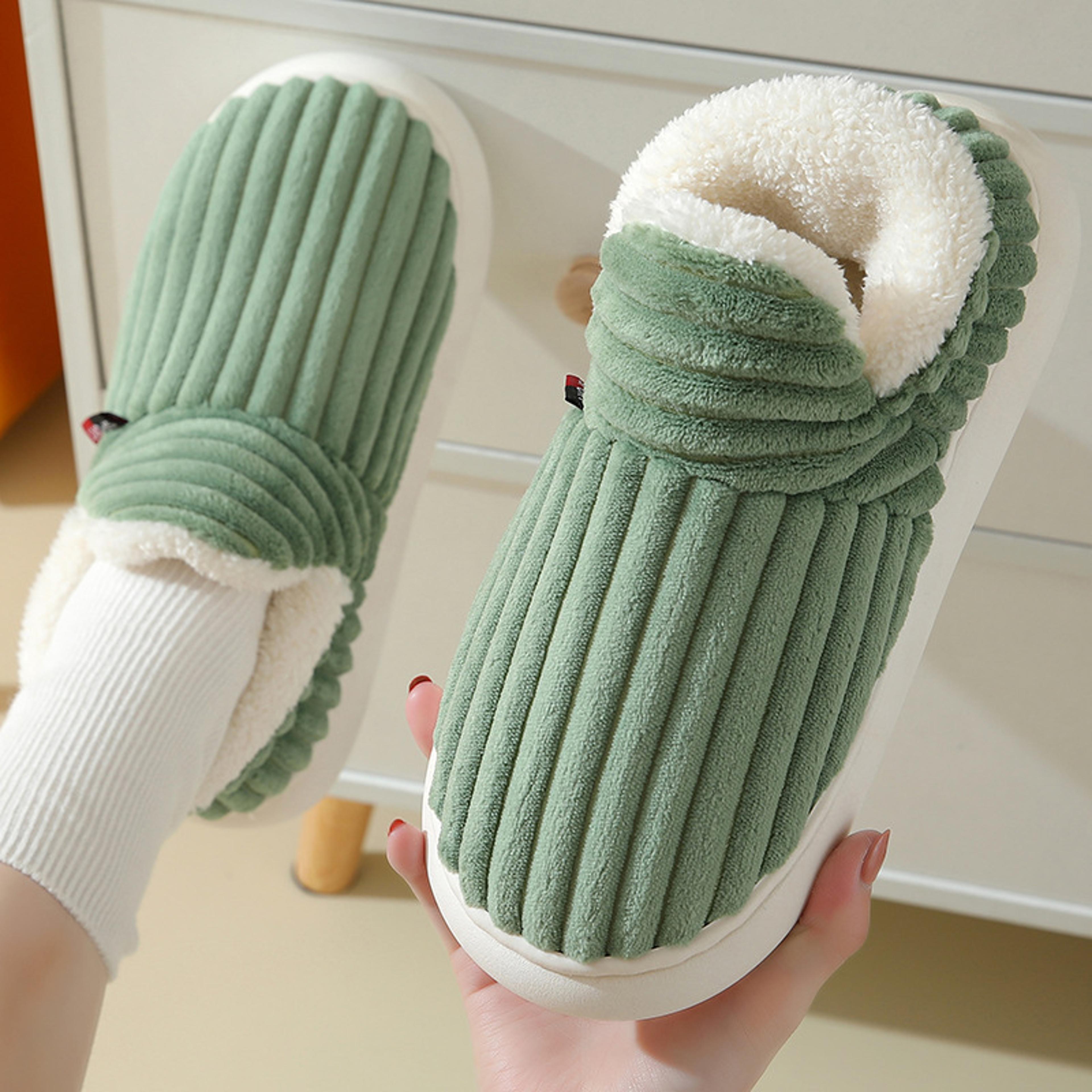 Fluffy Cotton House Slippers For Men Cozy Indoor Fur Boots For Winter Comfort 2