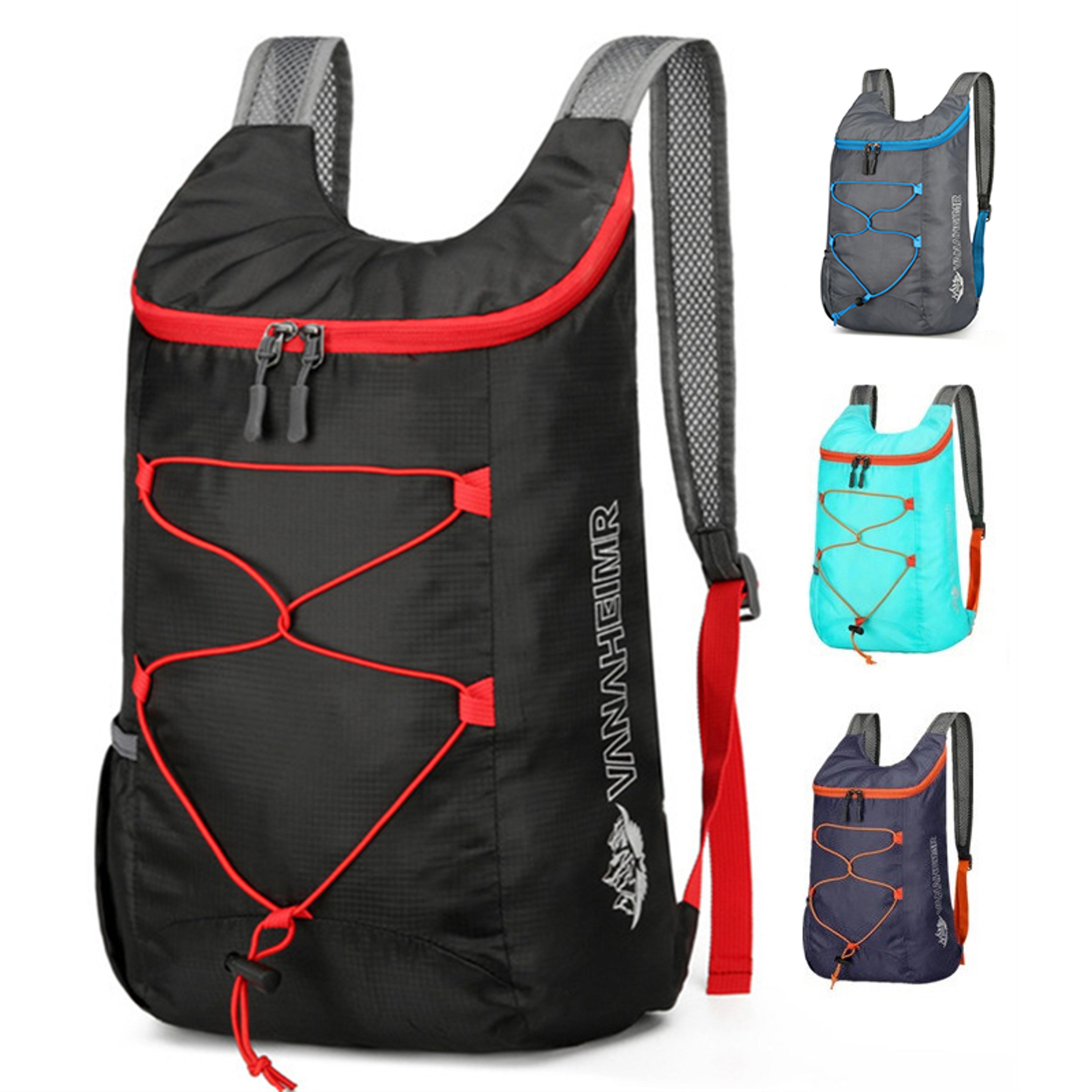 multifunctional outdoor folding backpack ultra lightweight, waterproof nylon fitness bag for camping and hiking