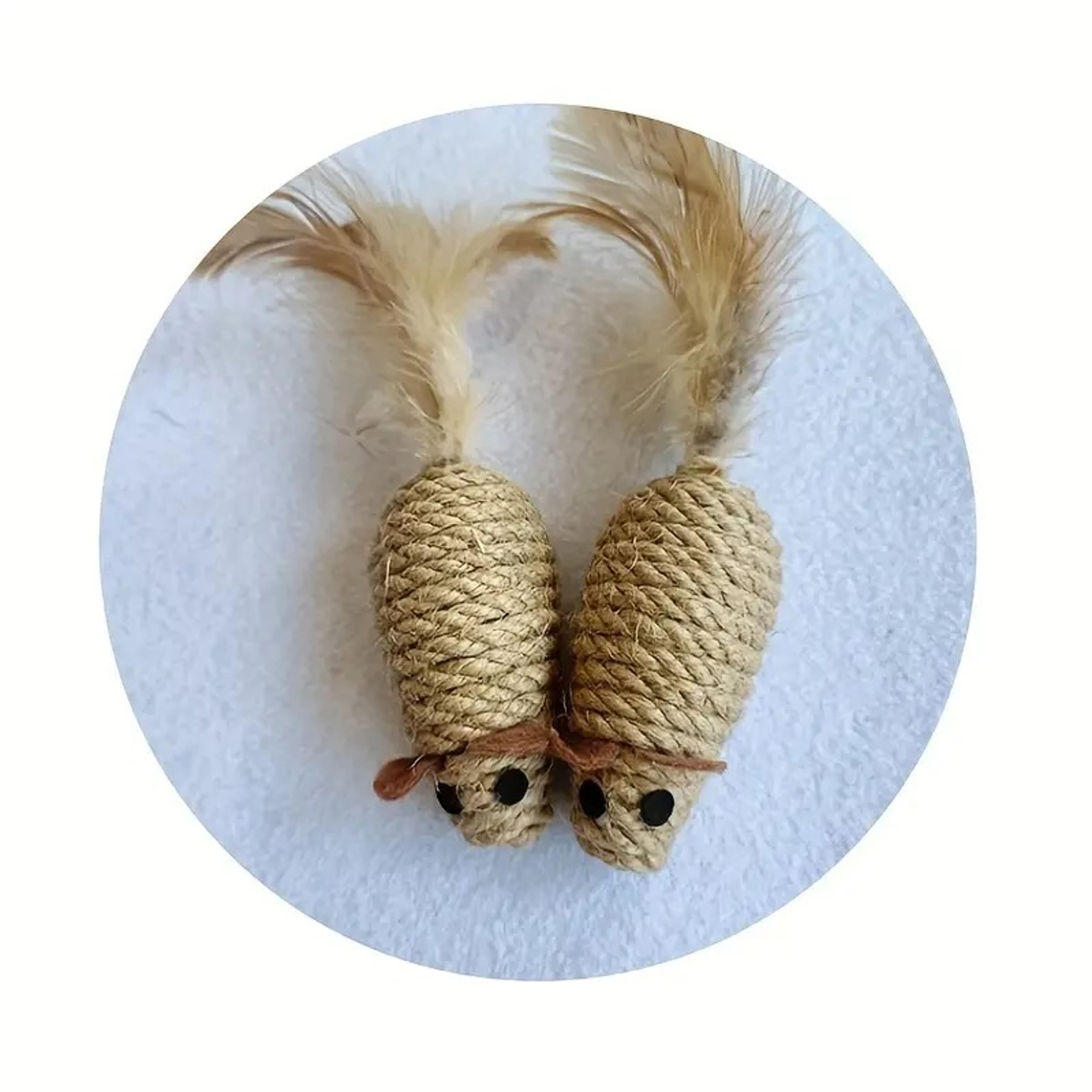 Interactive Sisal Mouse Cat Toy Plush SelfPlaying Mice For Kittens BiteResistant Plush Toys 7