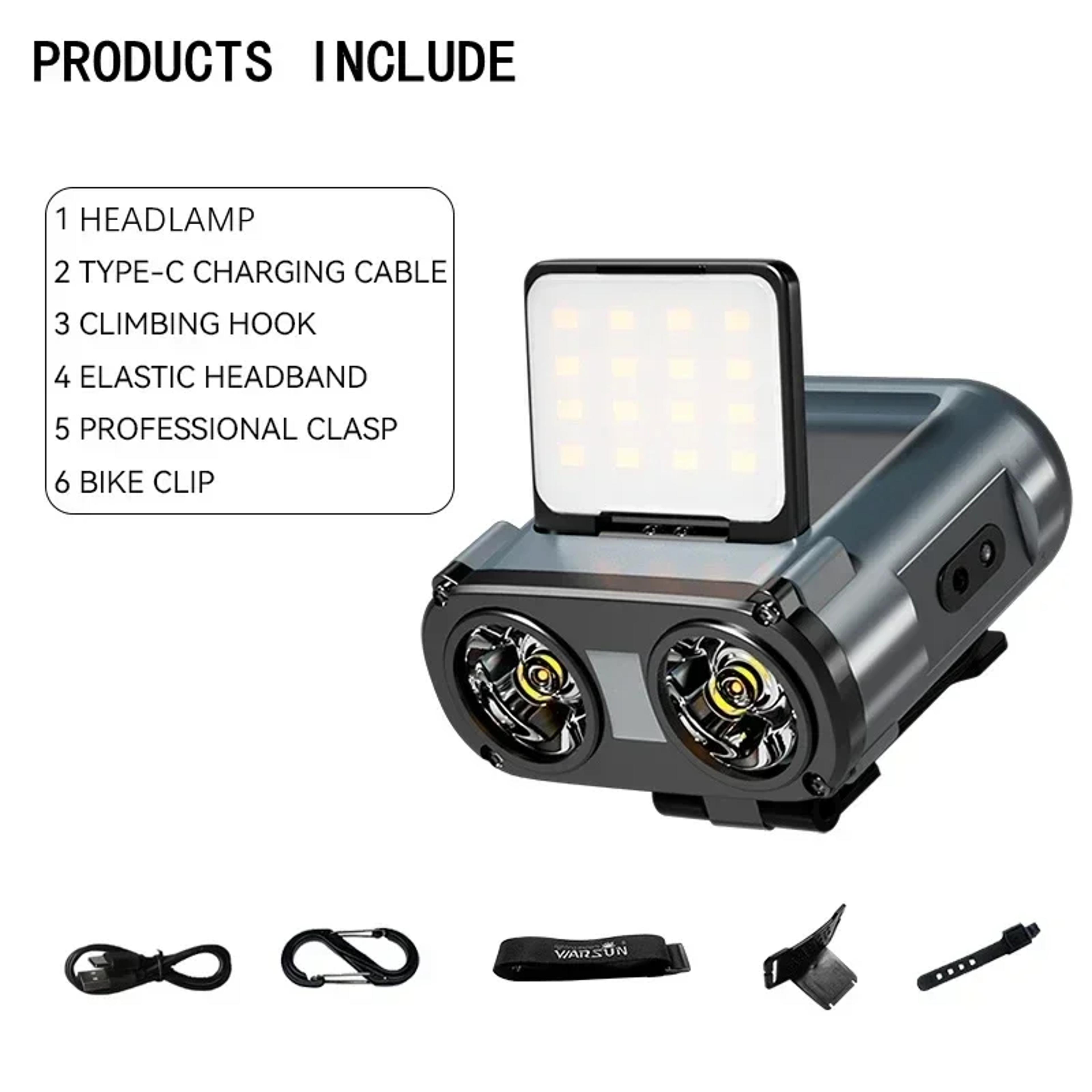 USB Rechargeable LED Headlamp Clip Light Sensor COB LED Headlight For Fishing Camping And Outdoor A 5