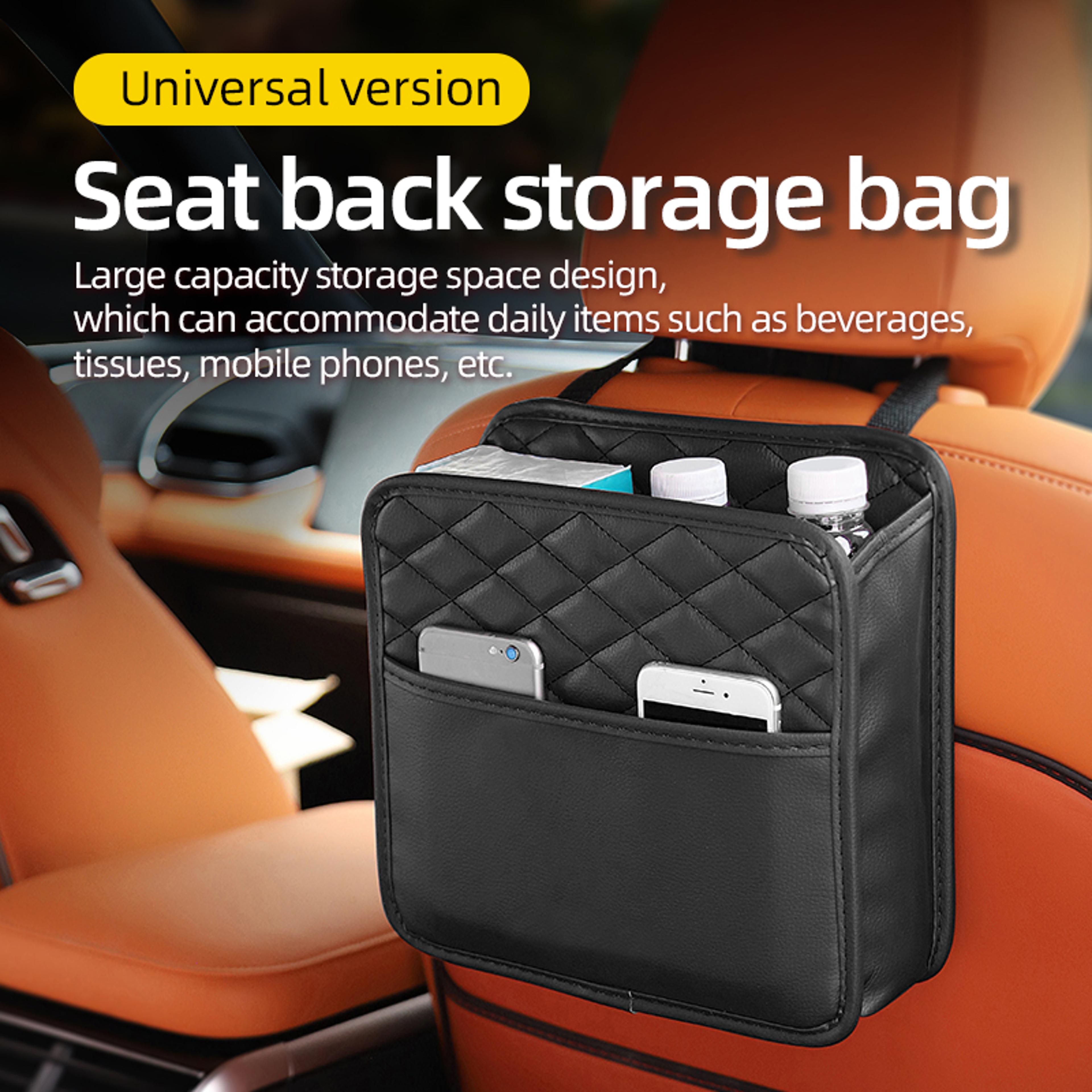 Multifunctional Car Seat Storage Bag Leather Garbage  Storage Organizer For Cars 0