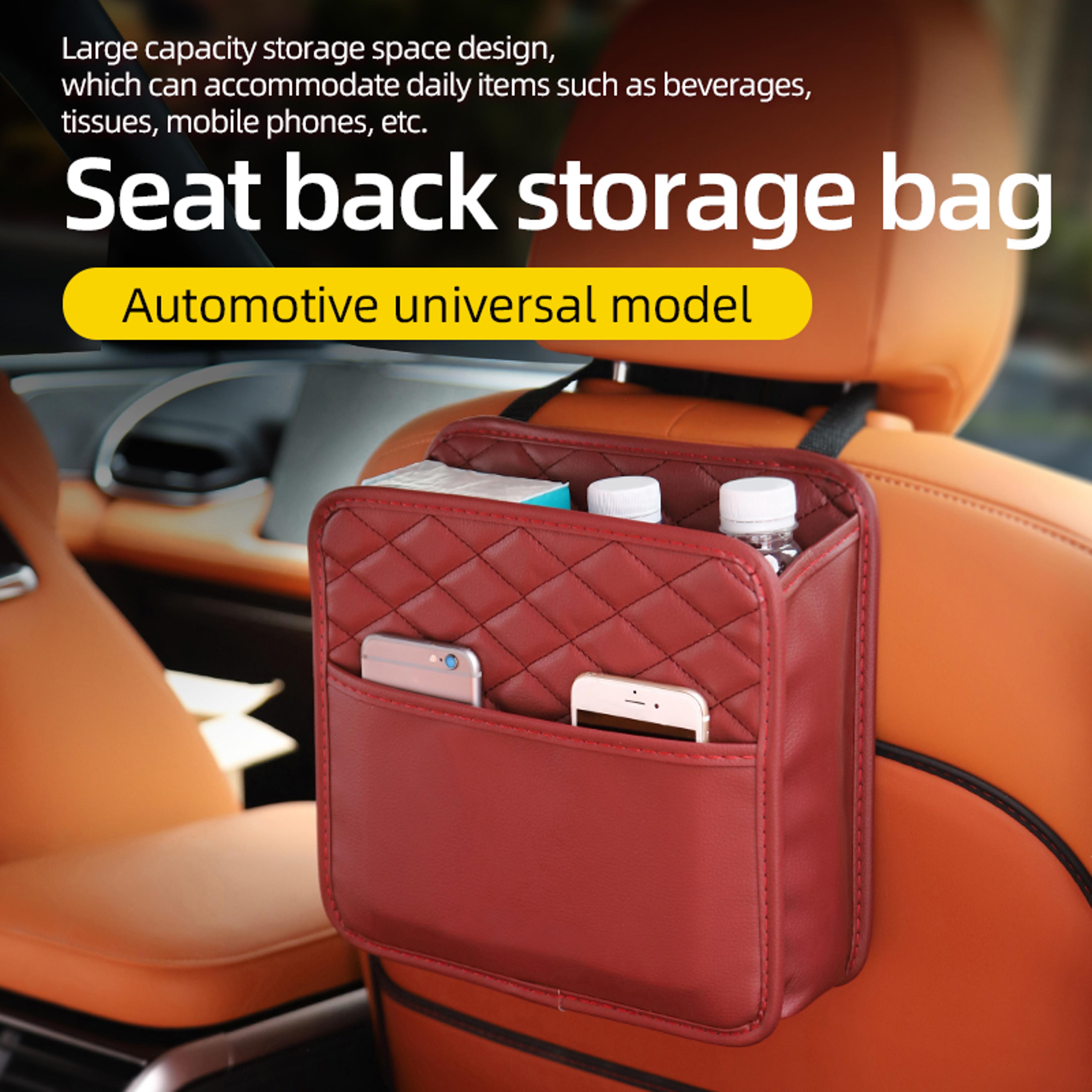 Multifunctional Car Seat Storage Bag Leather Garbage  Storage Organizer For Cars 1