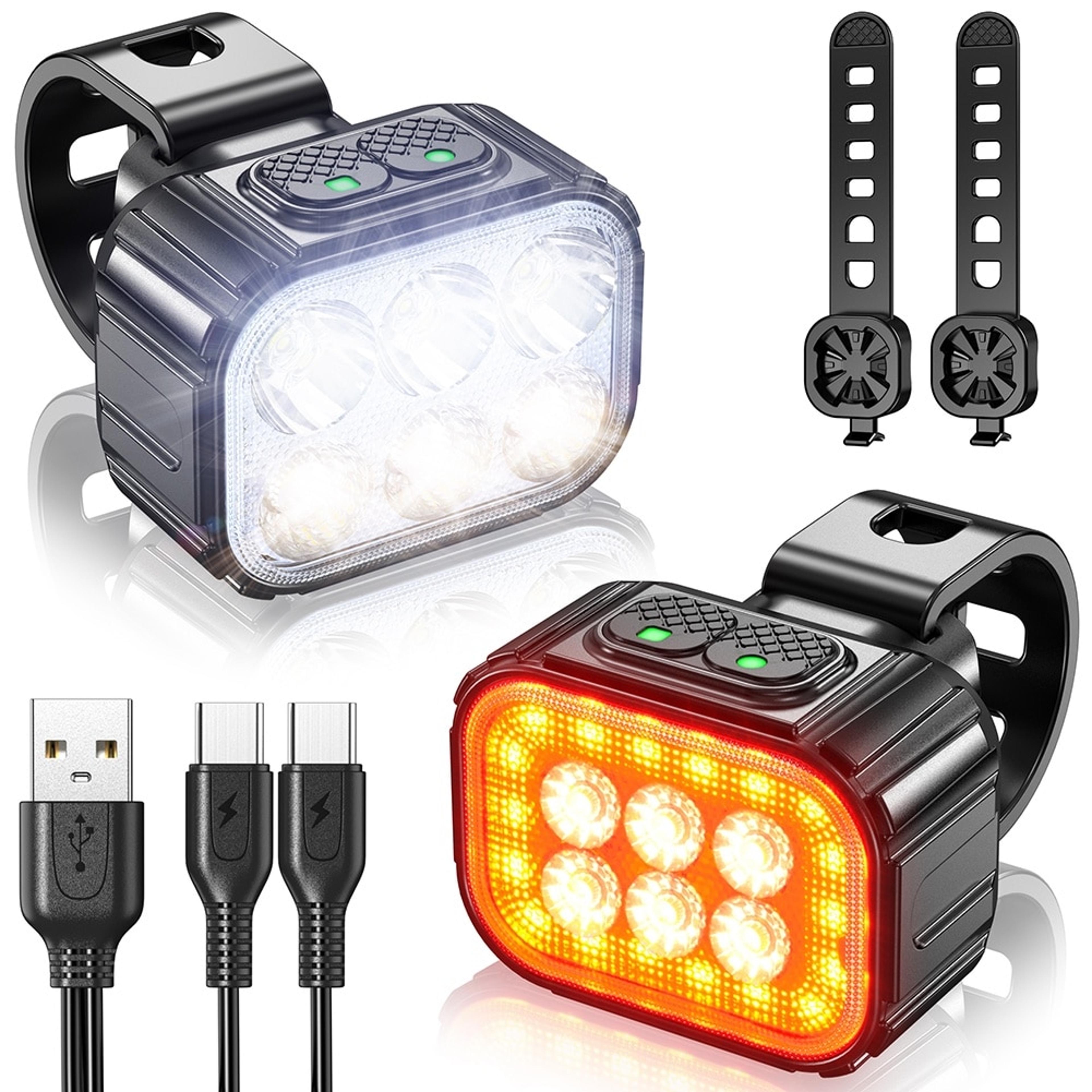 bicycle led light set front & rear usb rechargeable cycling lights for mtb & road bikes