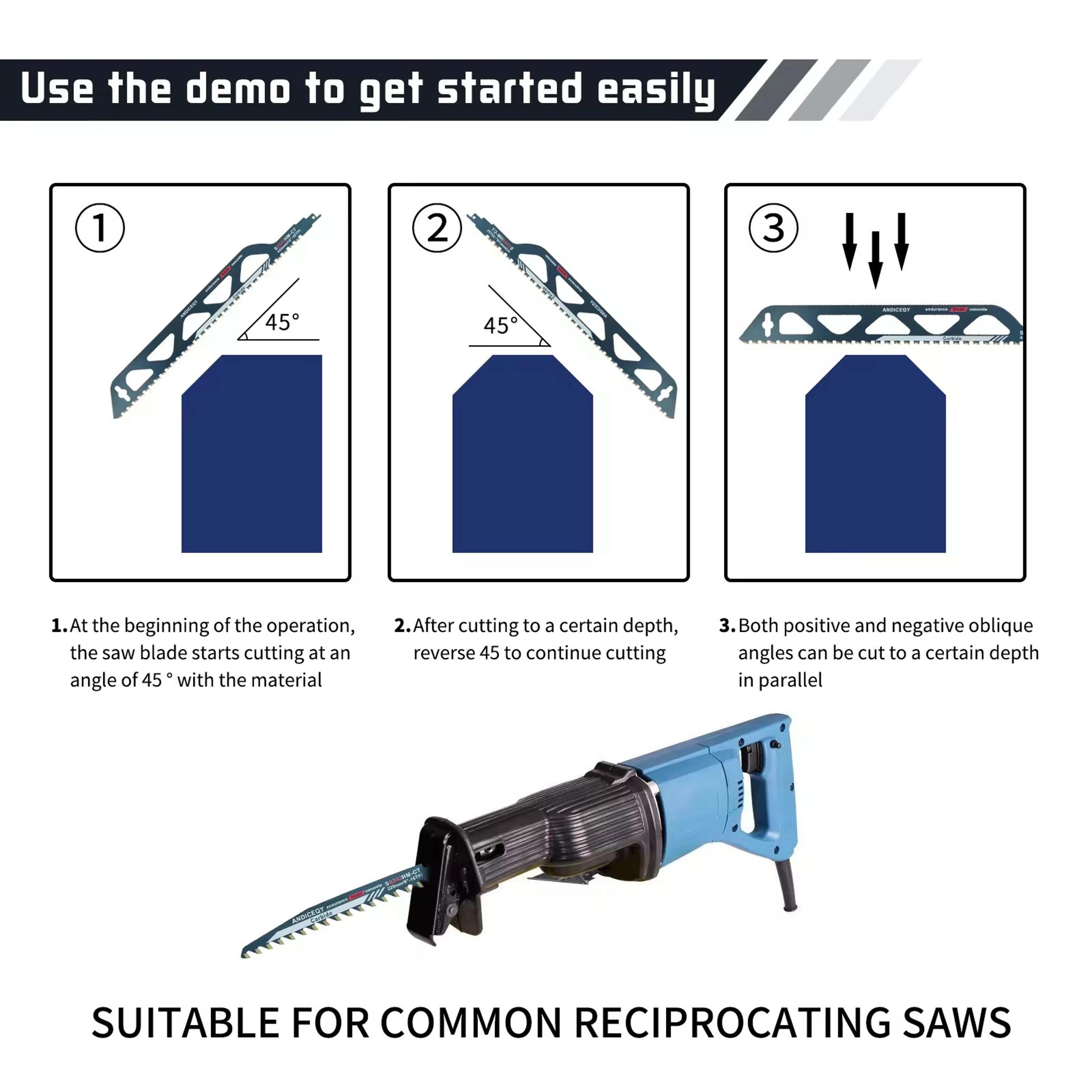 Professional Demolition Masonry Reciprocating Saw Blade Hard Alloy Multi Material Cutting 5
