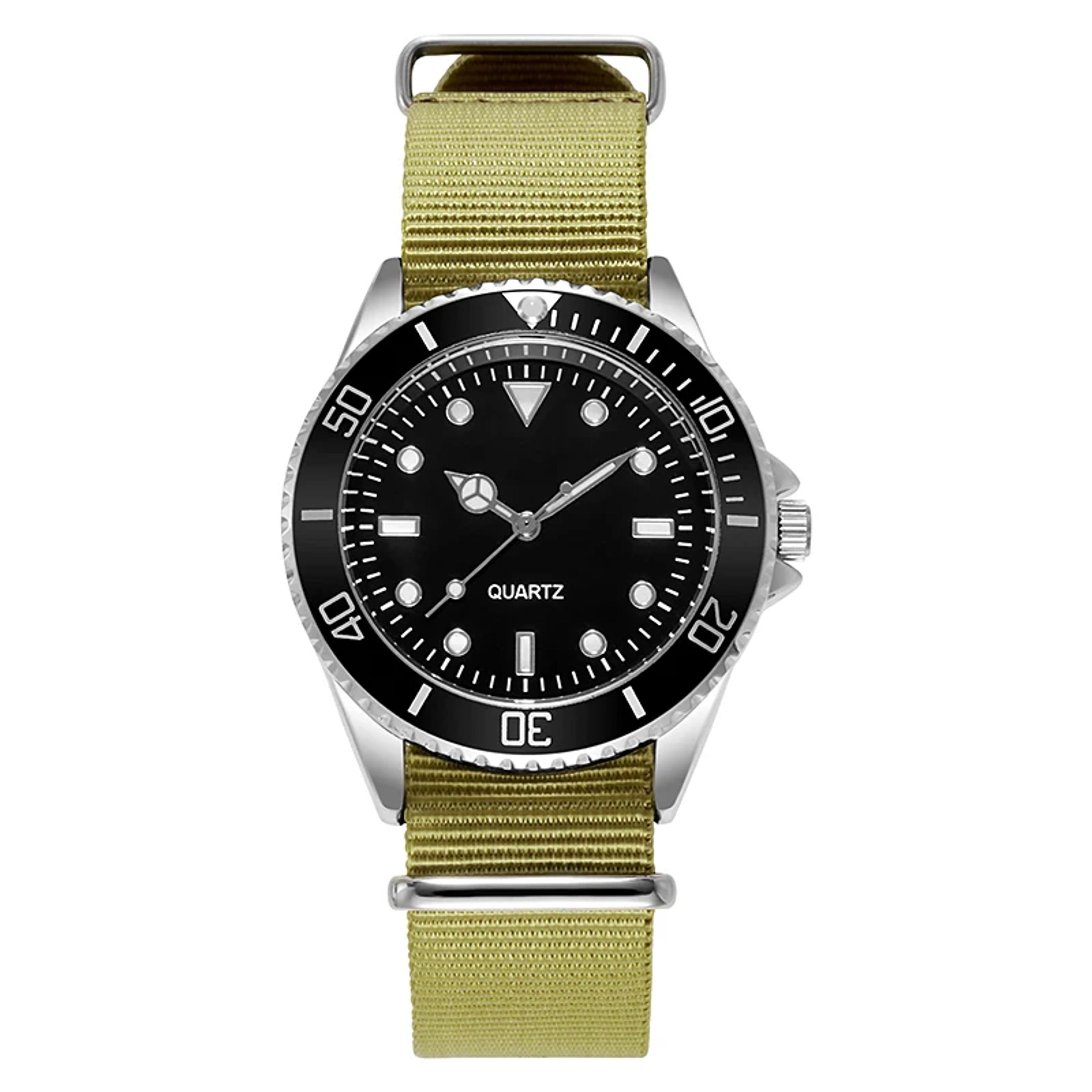 Diver Style Watch With Japan Movement And Rotating Bezel Fabric Strap Dial For Adventurers 5