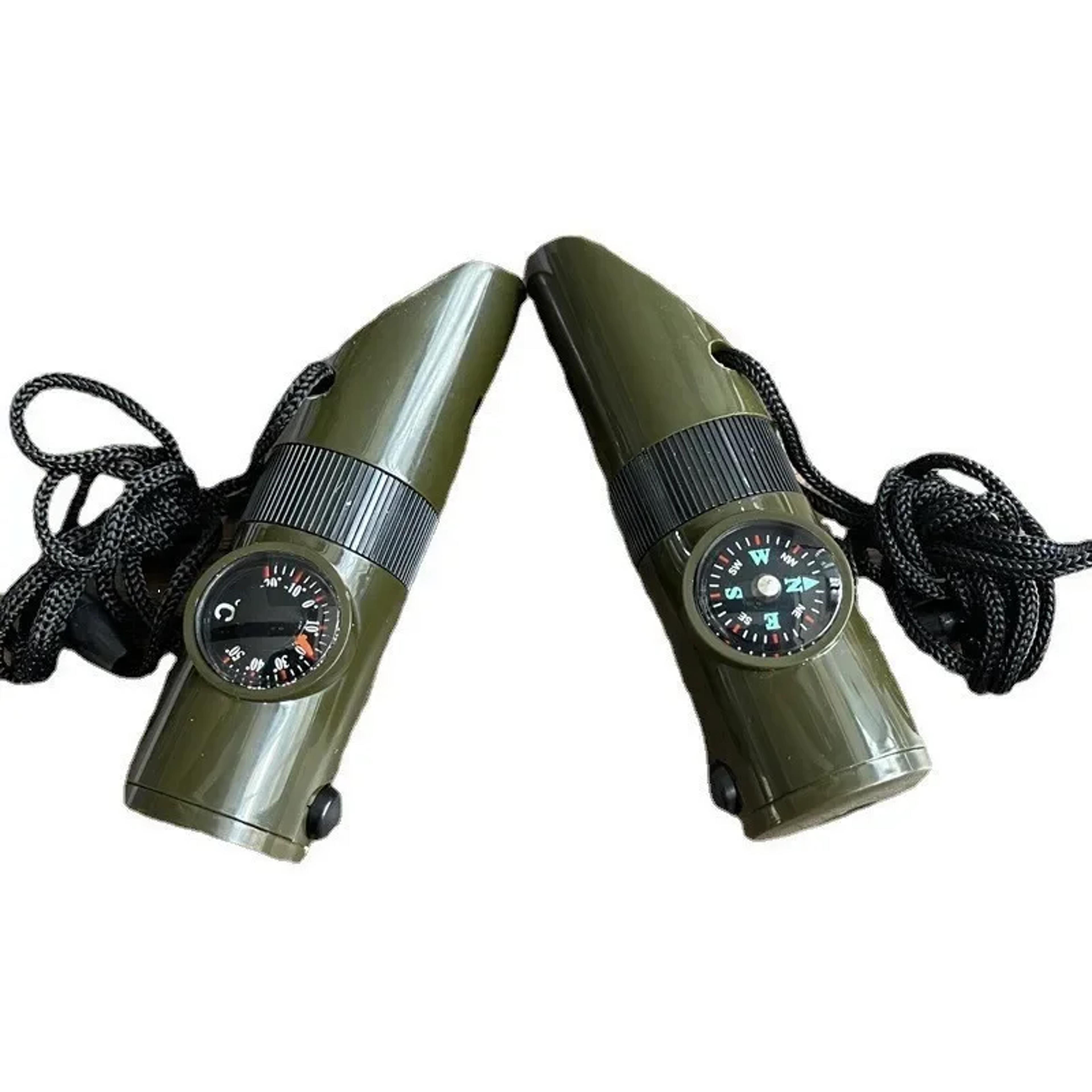 Survival Whistle Compass Tool With LED Light  Magnifier 3