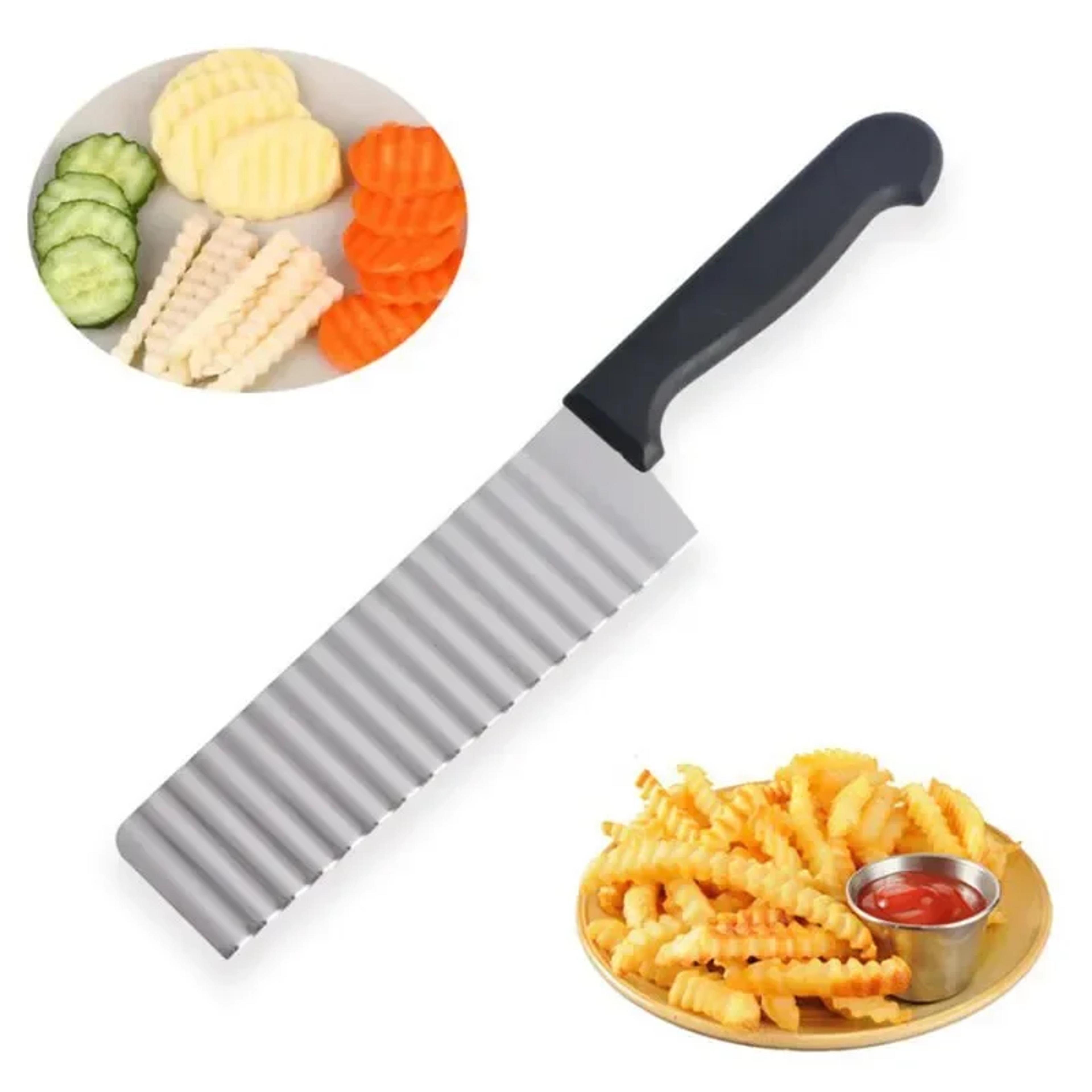 stainless steel crinkle cutter wavy slicer knife for potatoes, vegetables, and fruits