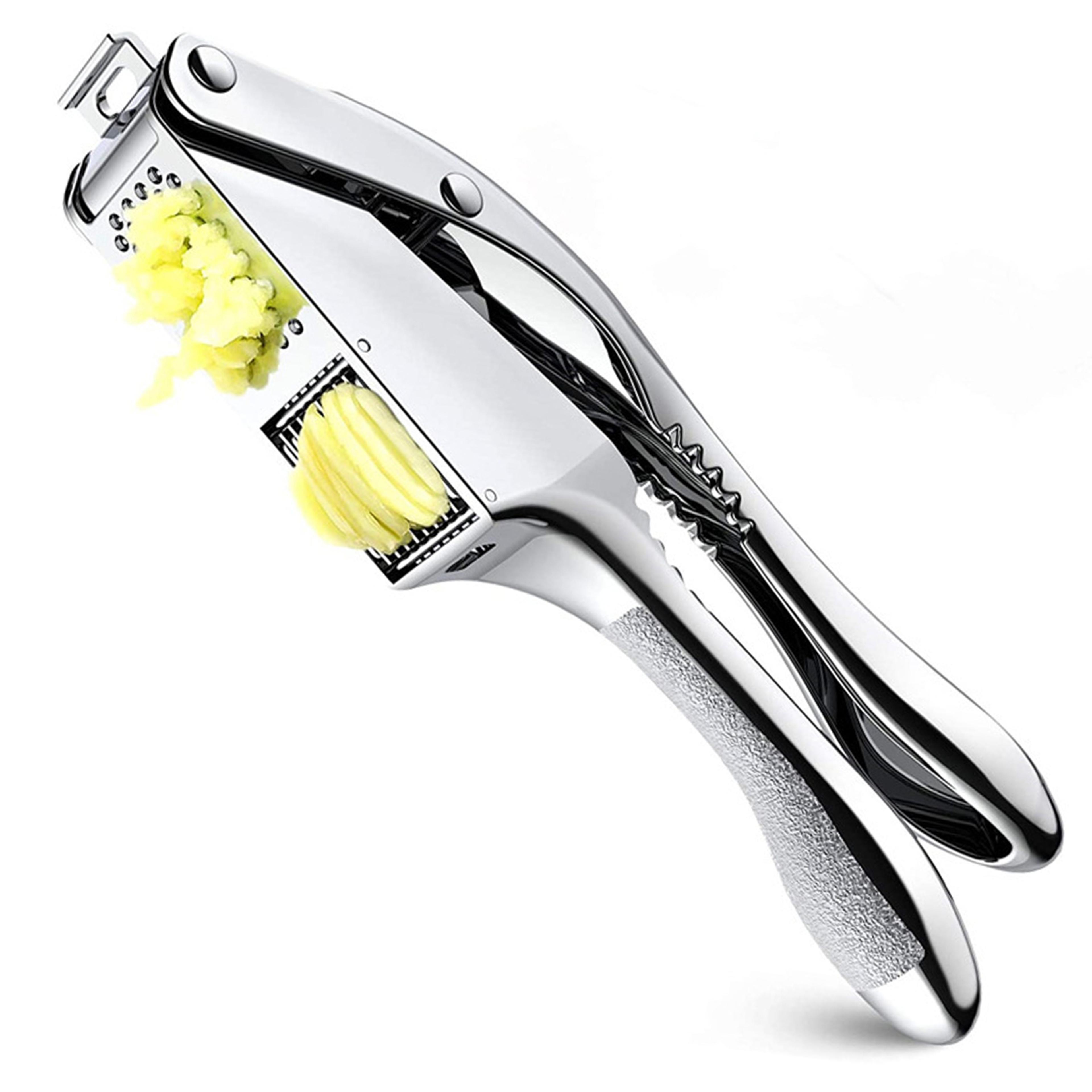 stainless steel garlic press & slicer dual function mincer & crusher for effortless kitchen prep