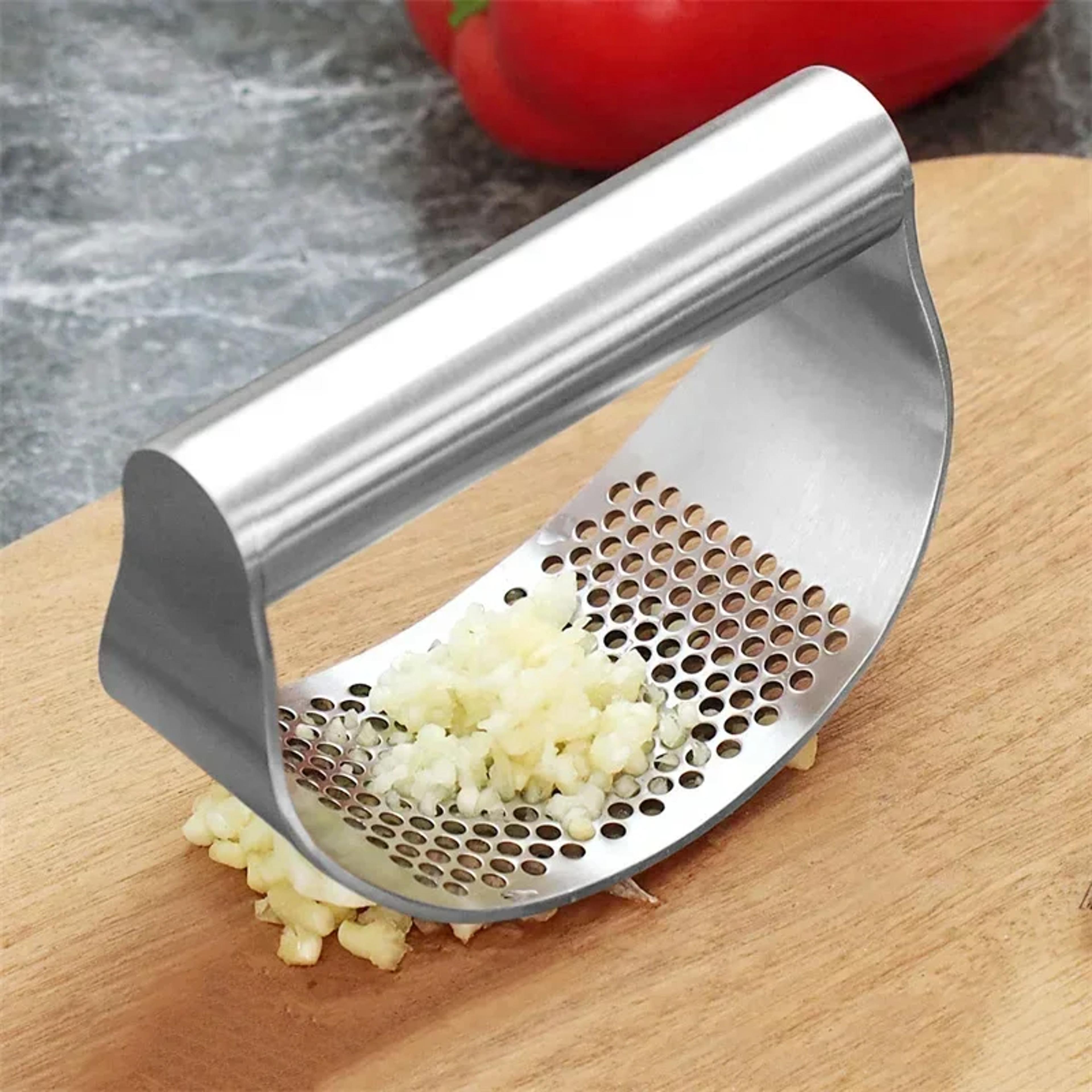 upgraded stainless steel garlic press & crusher manual squeezer for garlic, ginger, and more