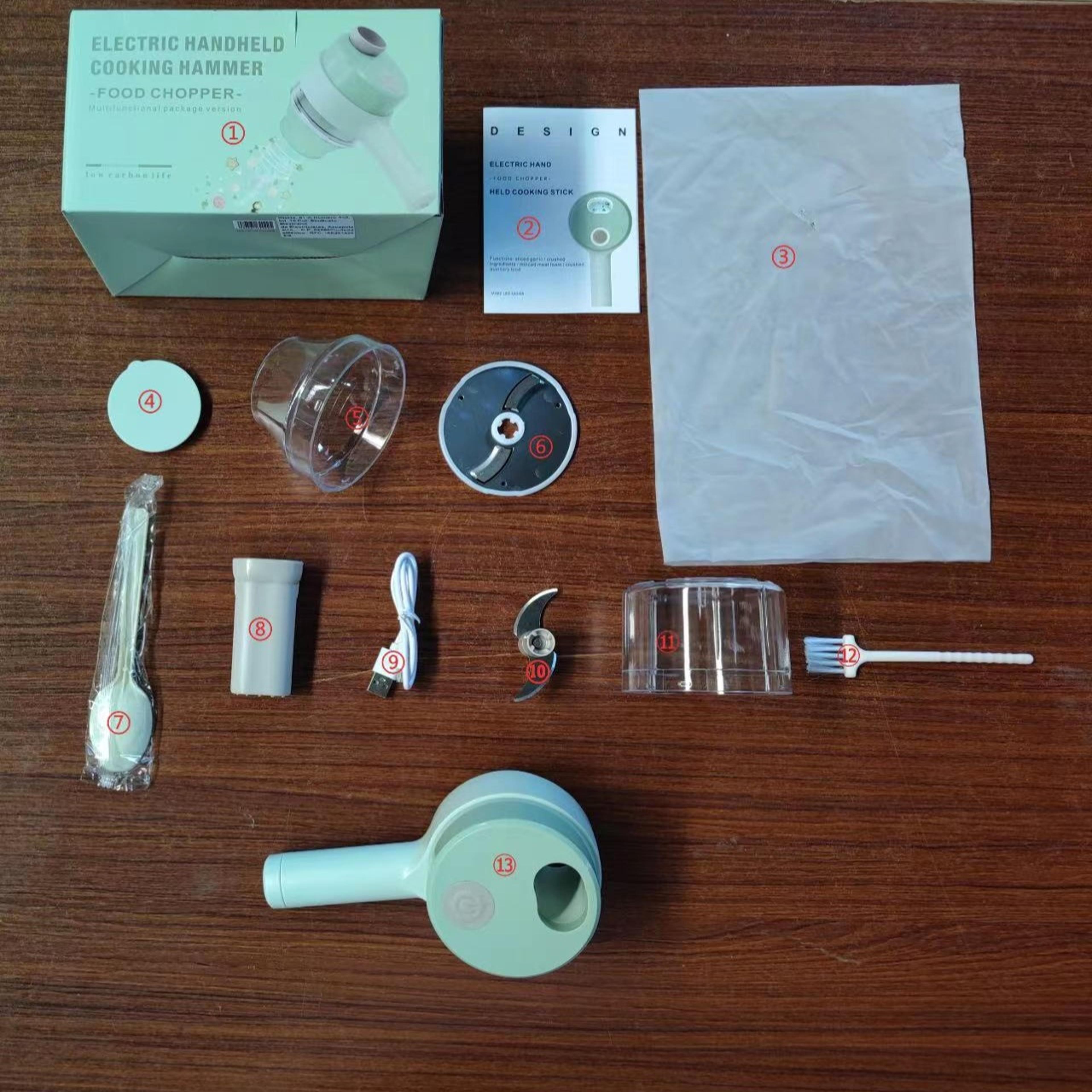 Wireless Electric Food Processor  Meat Grinder Set Garlic Masher Chopper Peeler And Slicer 5