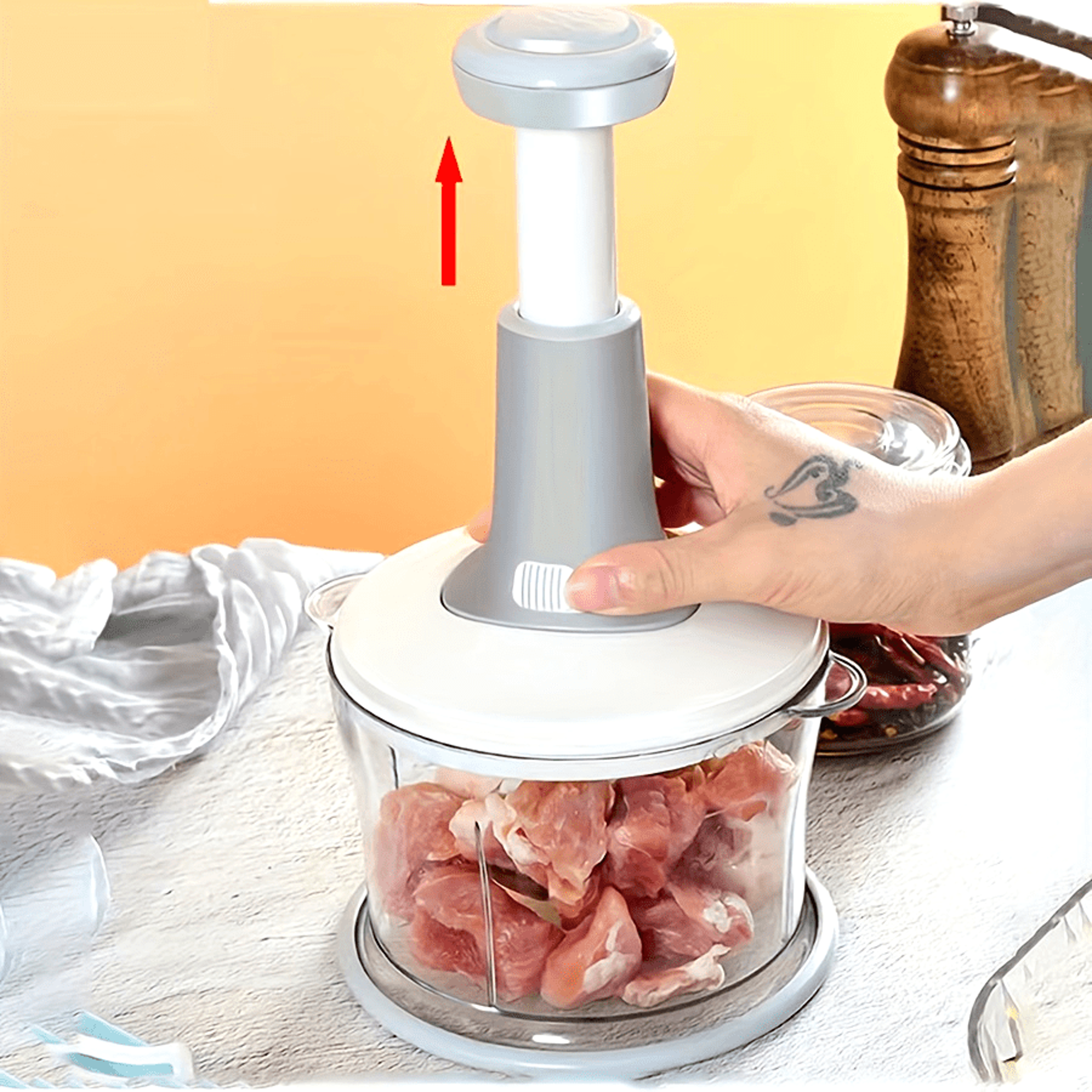 Manual Food Processor Garlic Press HandPowered Meat Grinder  Vegetable Chopper 0