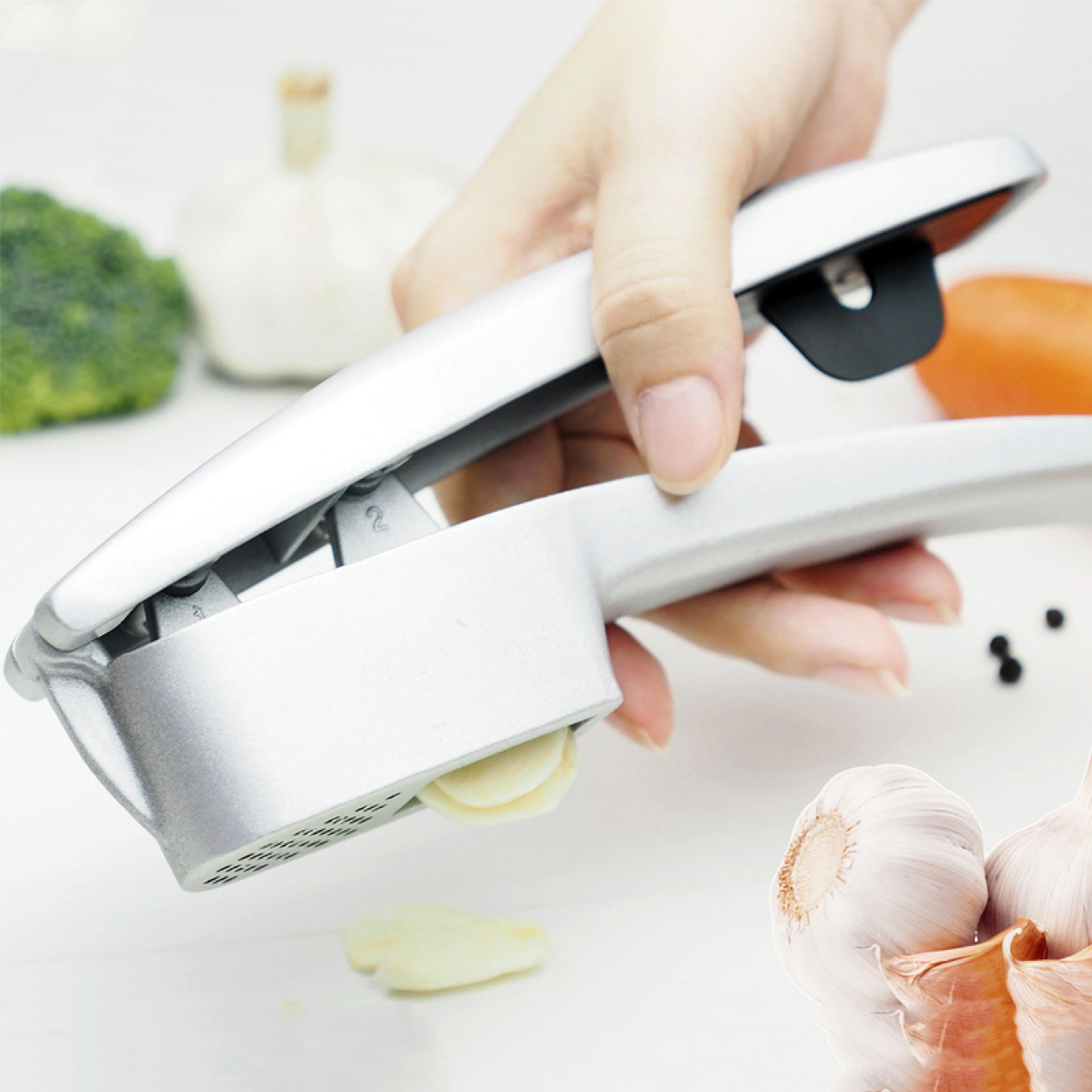 heavy-duty garlic press & slicer tool manual garlic crusher for effortless mincing