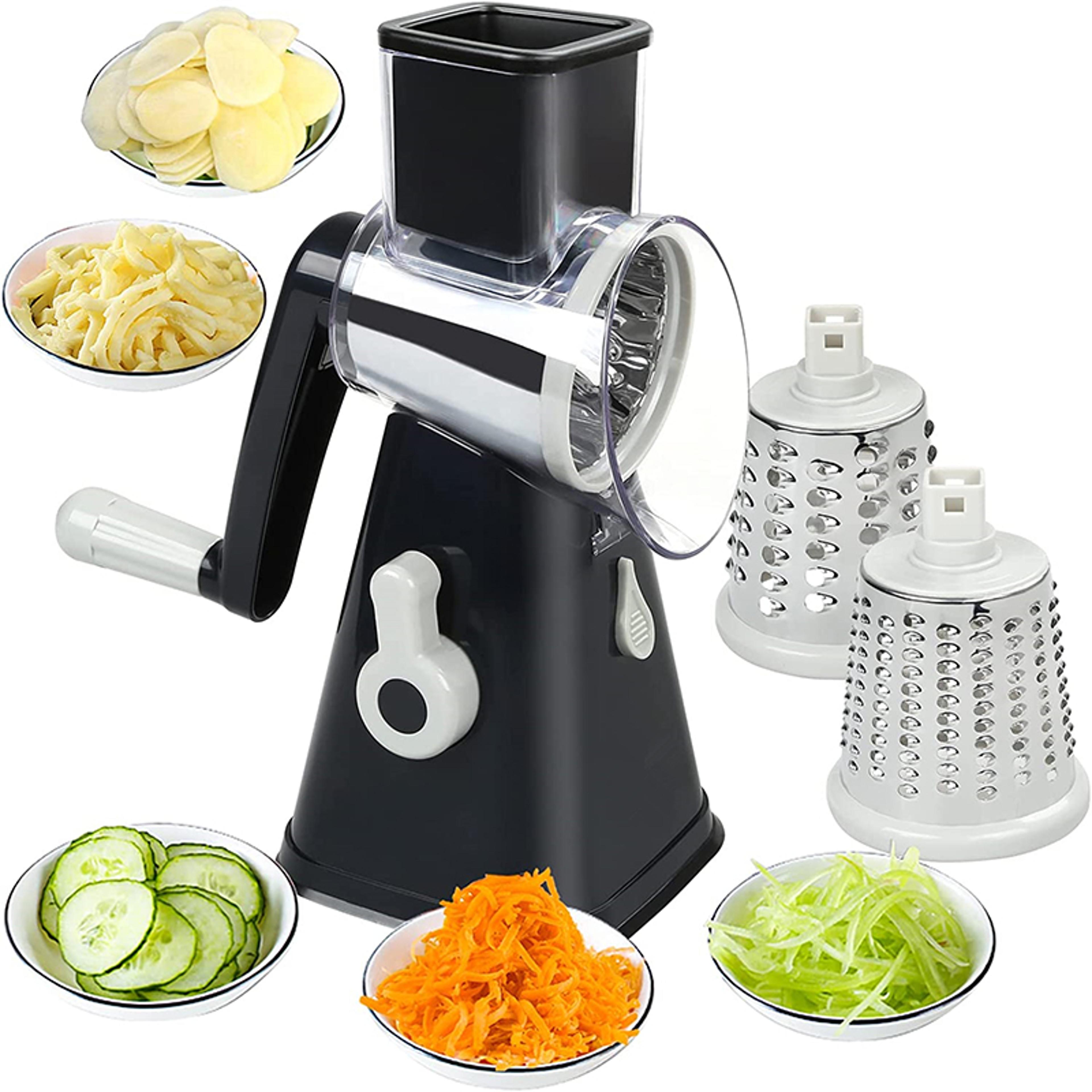 rotary cheese grater with suction base manual vegetable slicer & nut grinder