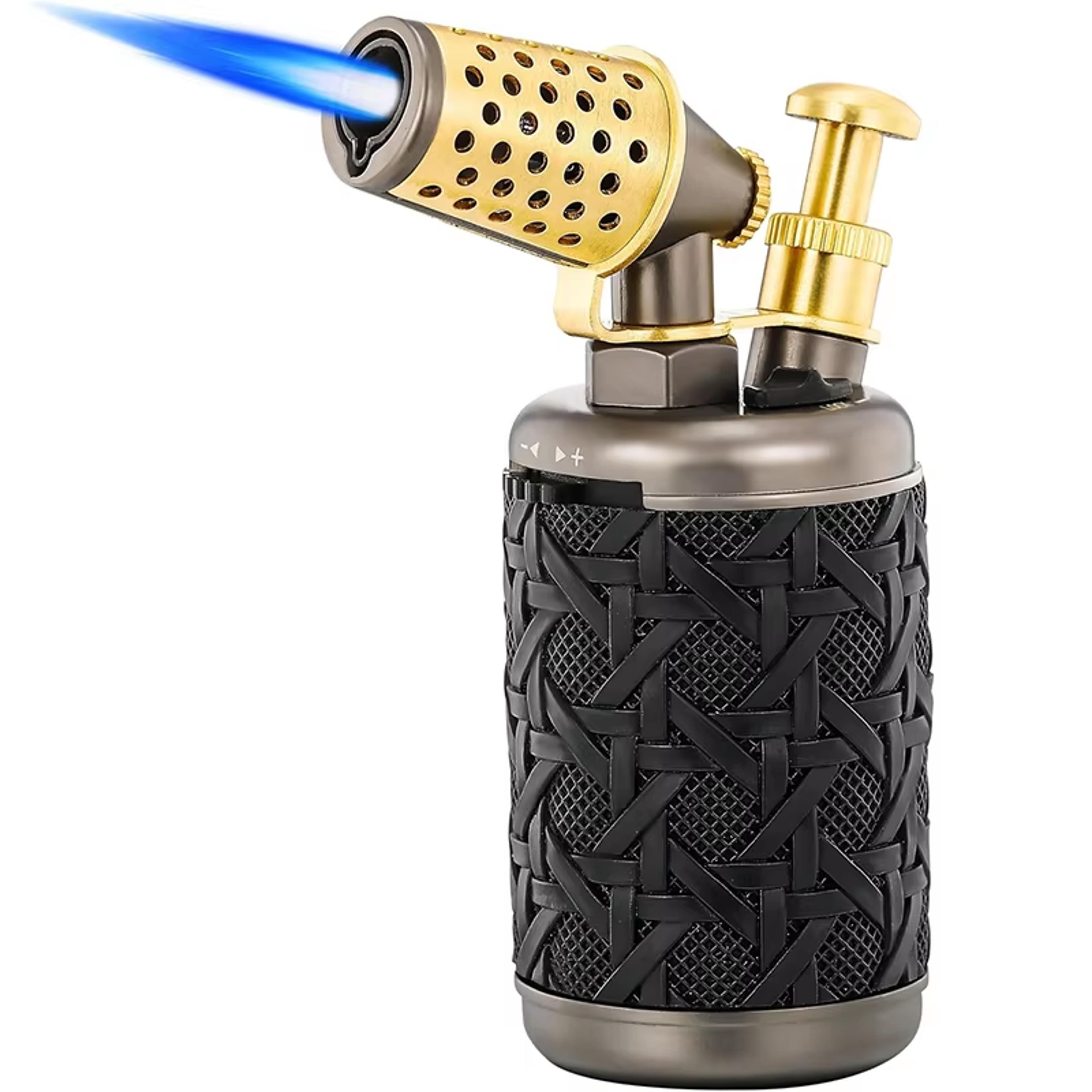 Windproof Torch Lighter With Blue Flame  BuiltIn Cigar Cutter 0