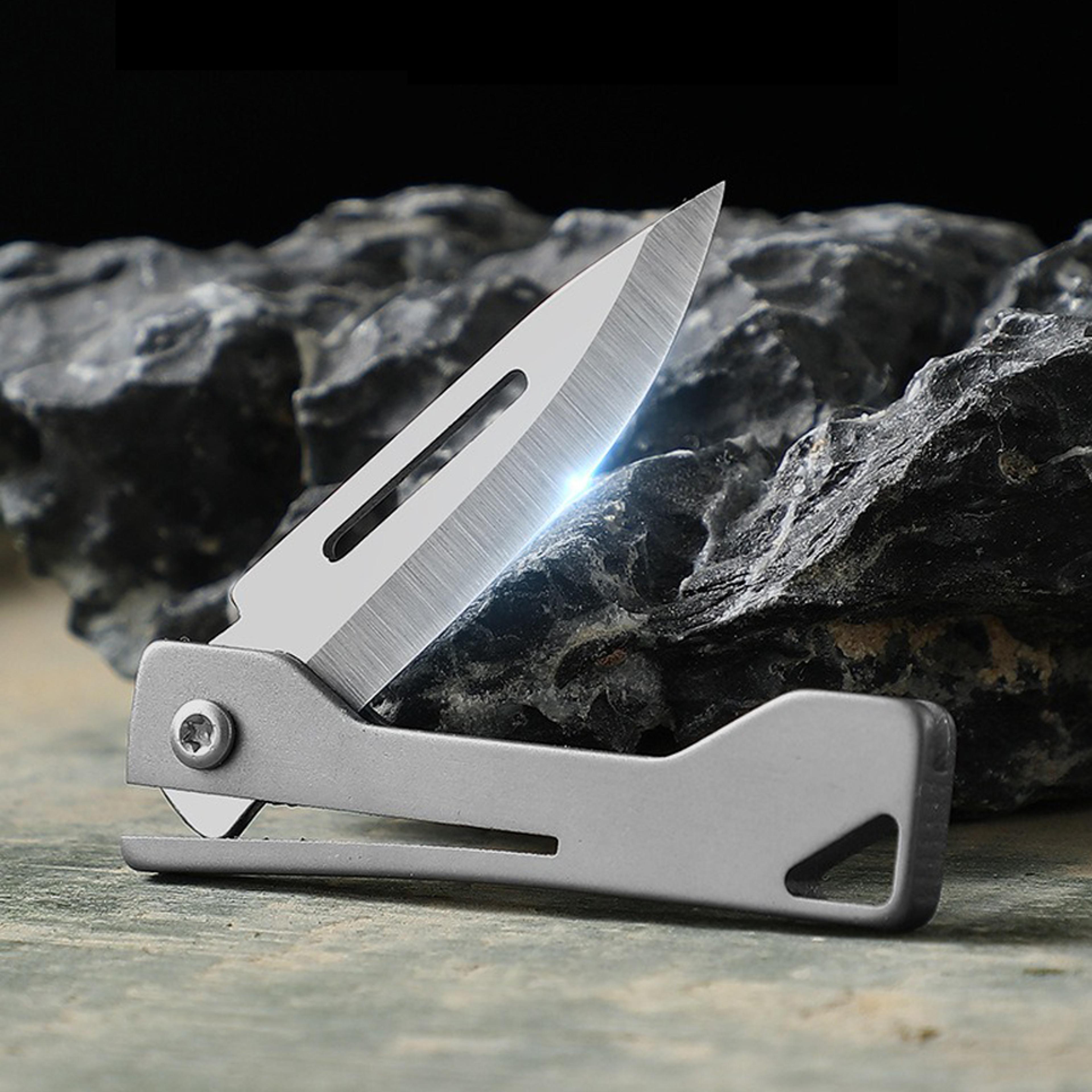 Titanium Folding Utility Knife Portable Mini Pocket Tool For Outdoor Use  Box Opening 1