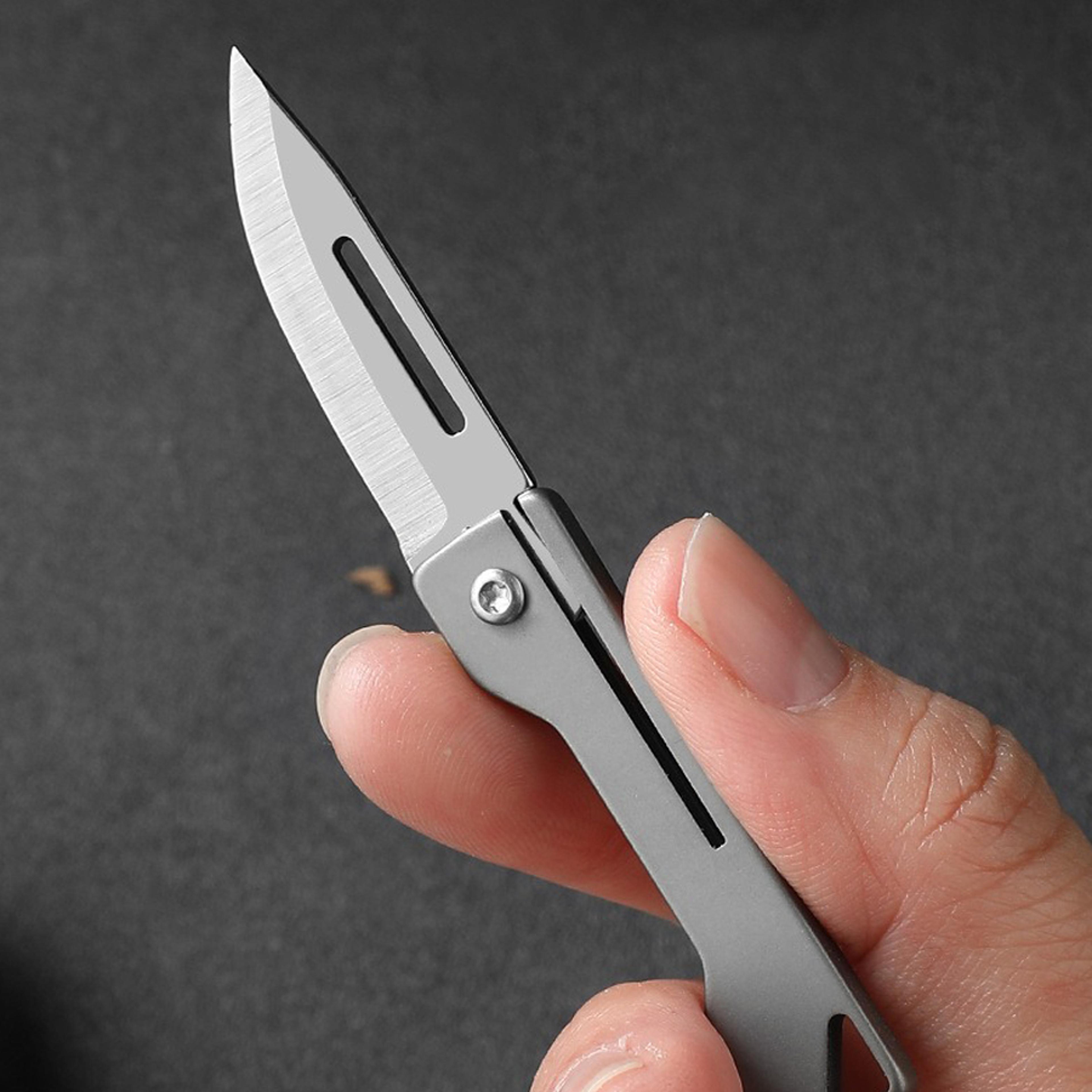 Titanium Folding Utility Knife Portable Mini Pocket Tool For Outdoor Use  Box Opening 2