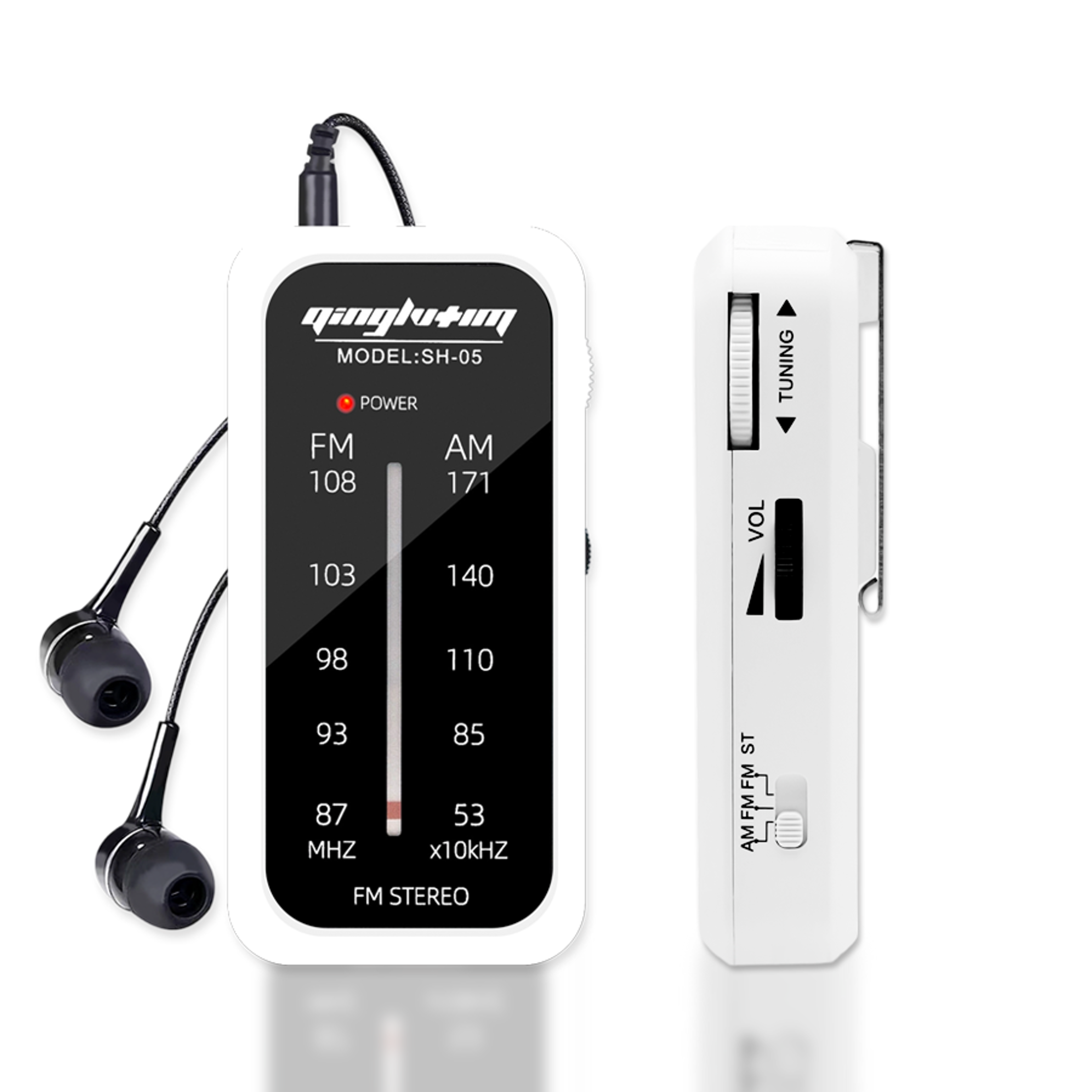 pocketwave portable am fm radio with speaker and headphone jack