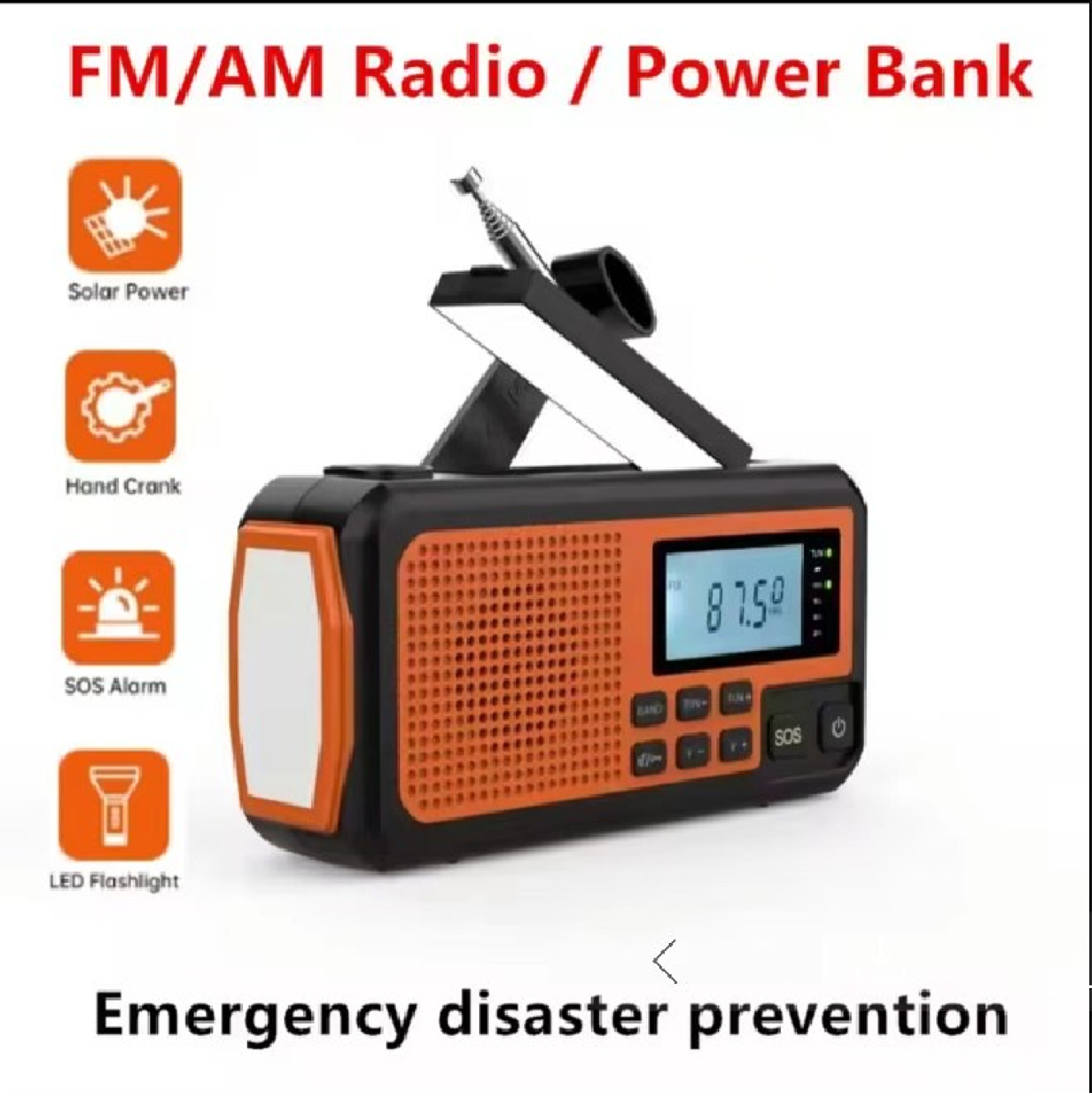 Emergency Solar Radio With Hand Crank LED Flashlight For Blackouts And Outdoor Survival 4