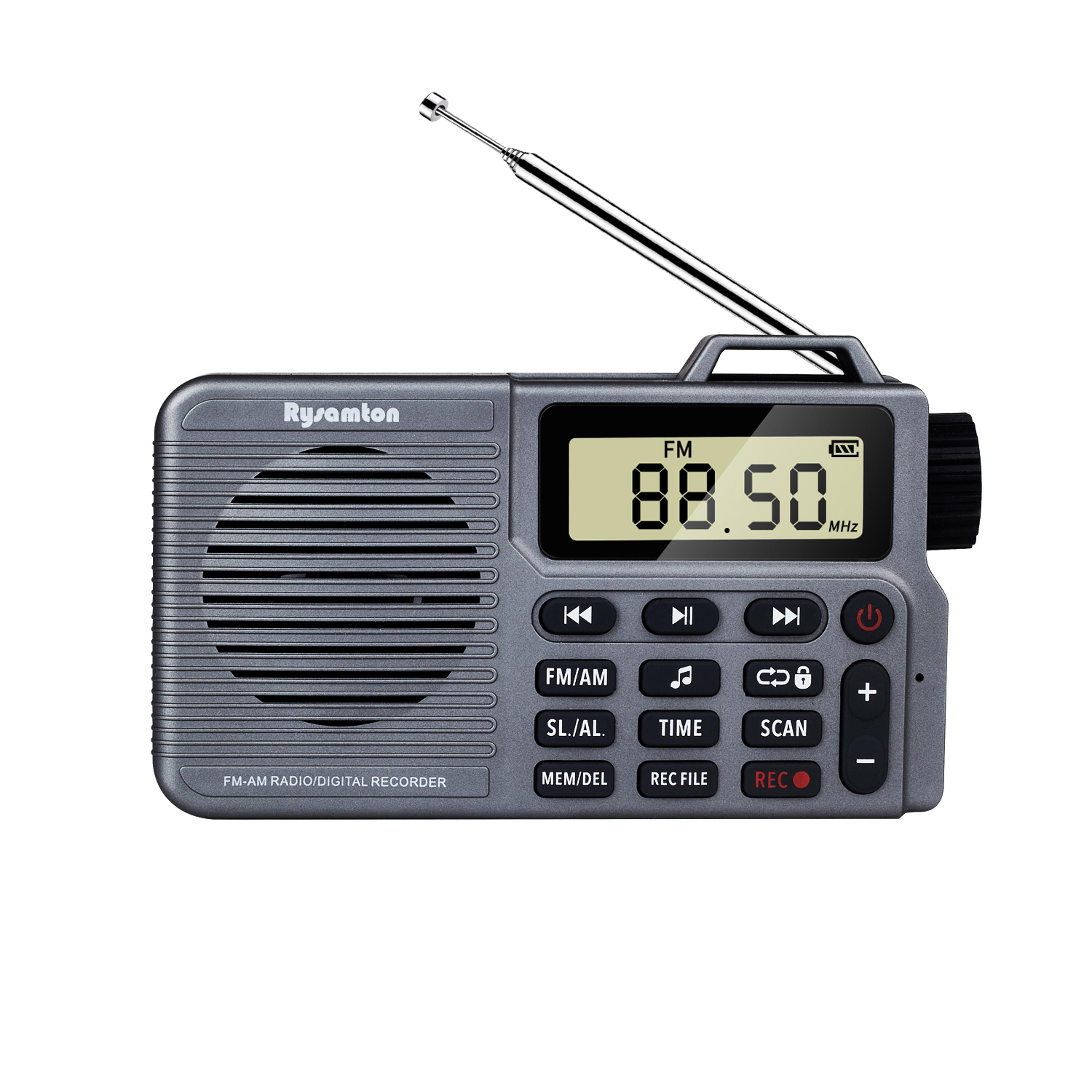 portable am/fm radio with bluetooth recorder and alarm clock