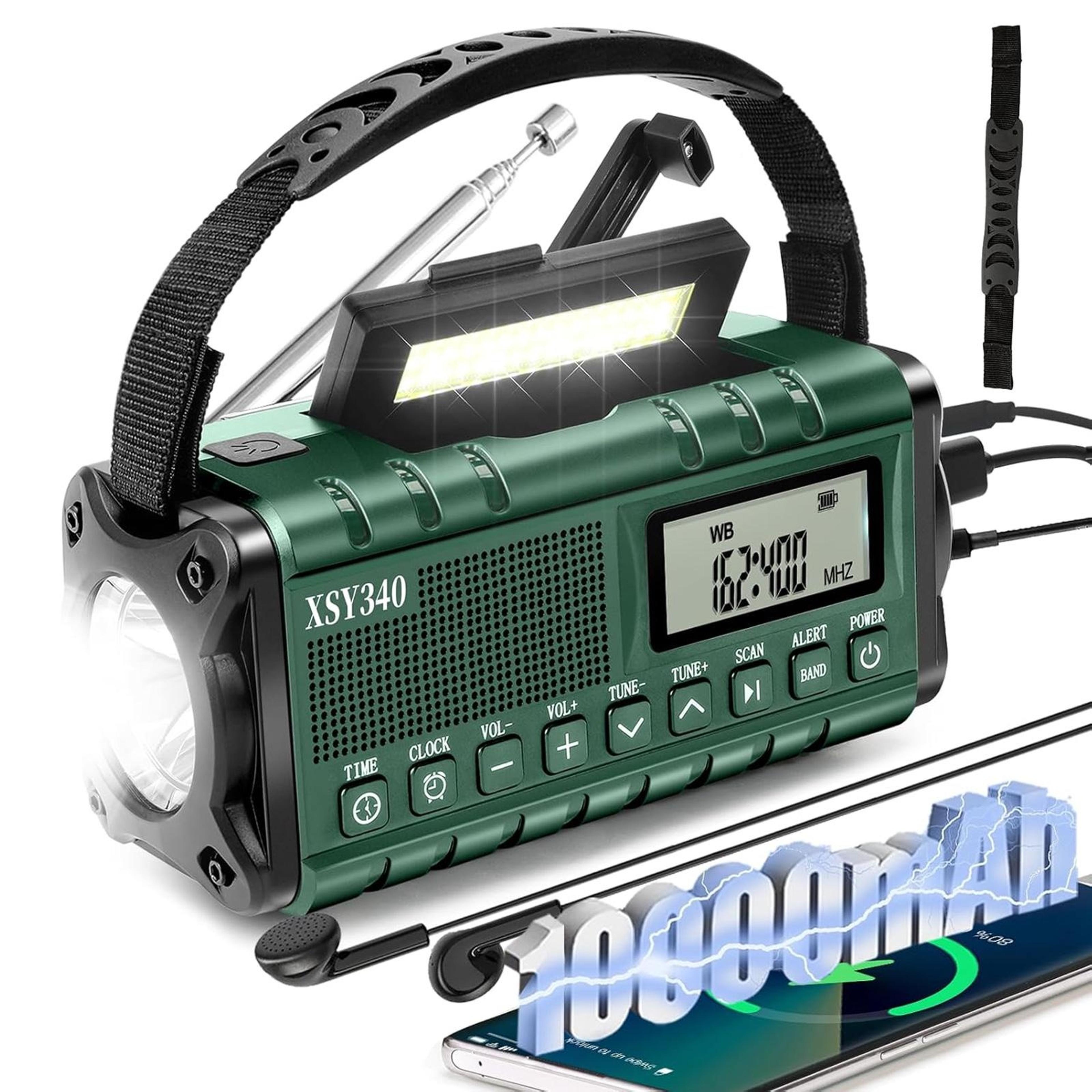 hand crank solar emergency radio with weather alerts, flashlight & sos for survival