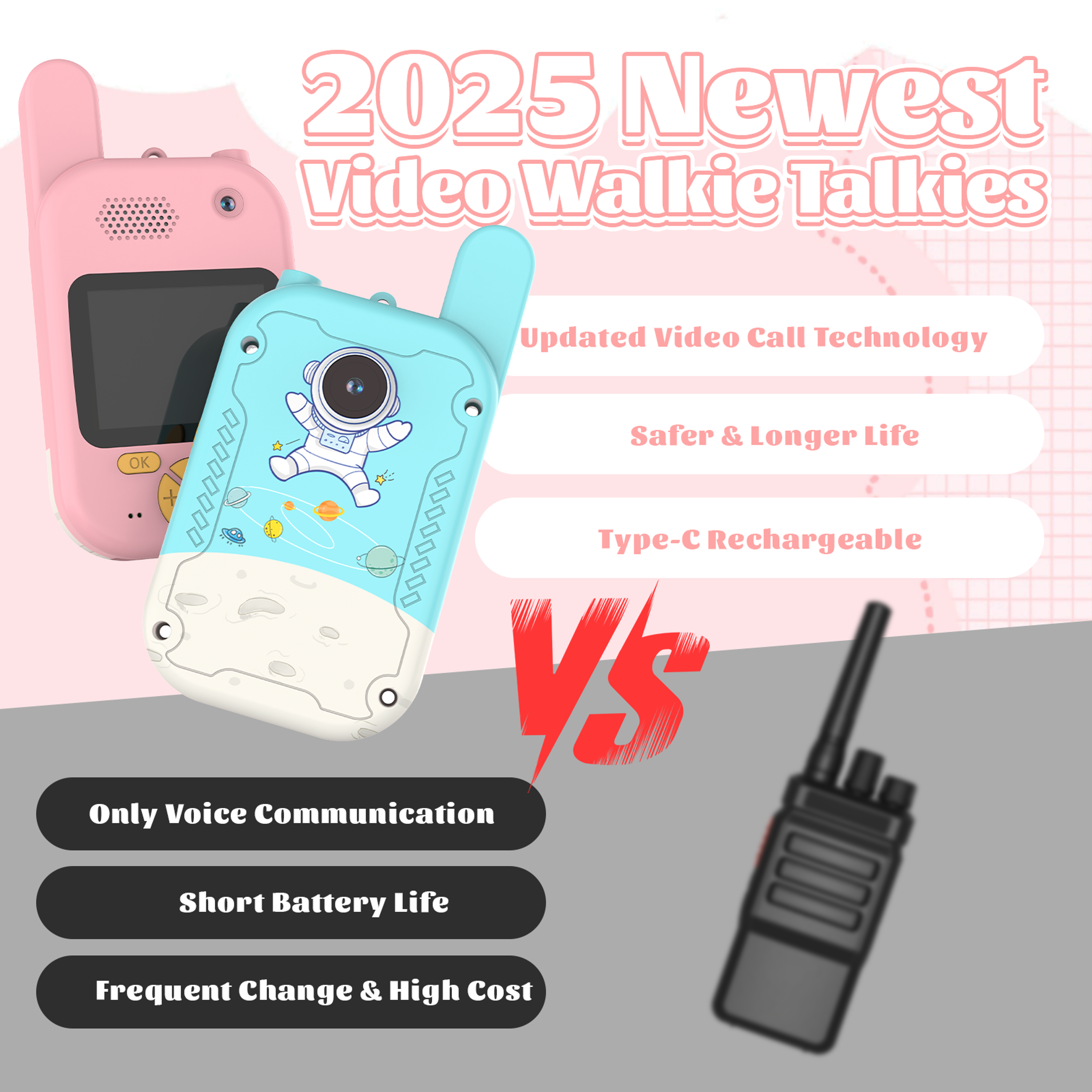 Kids Video Walkie Talkies Rechargeable With Screen For Outdoor Play 5