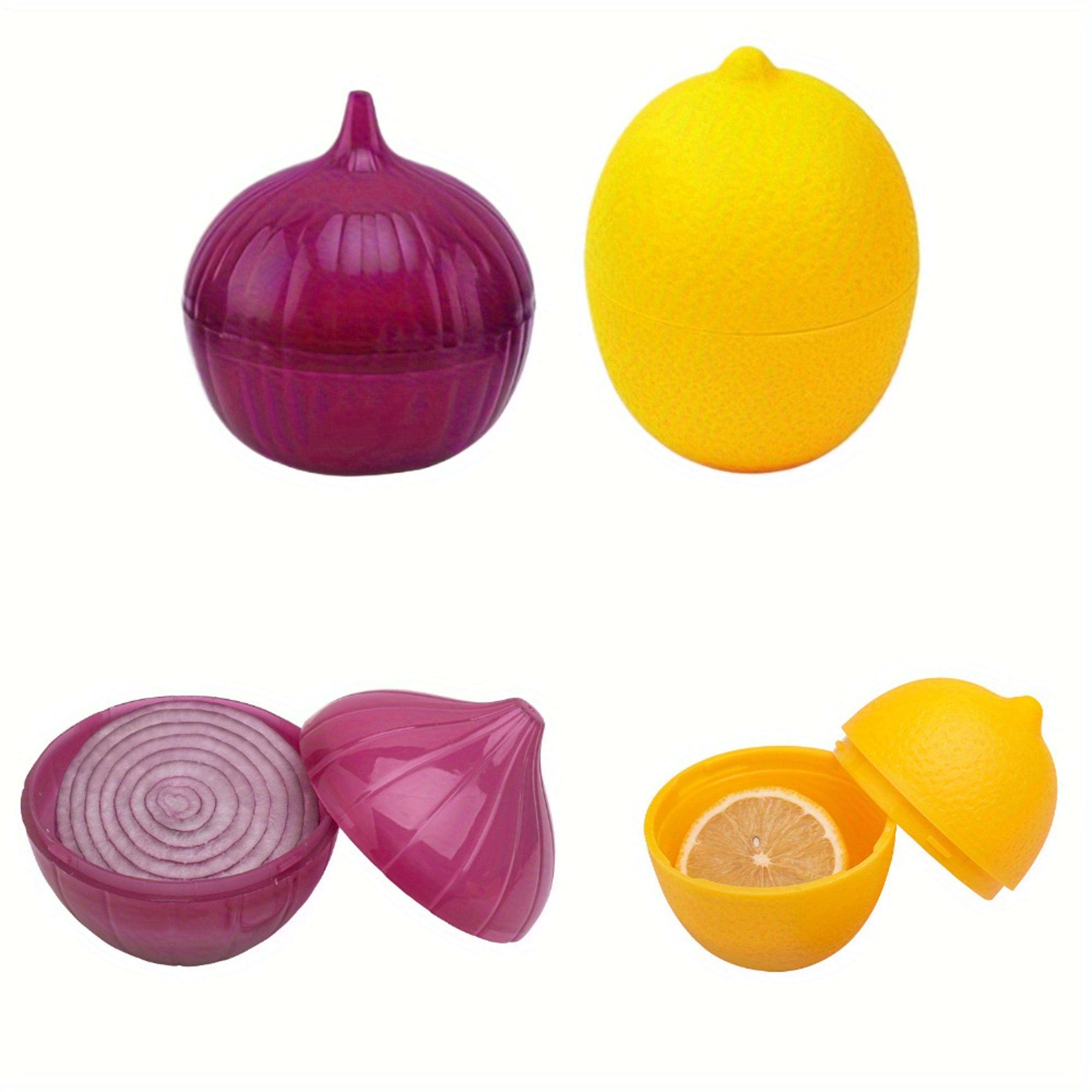 Lemon  Onion Produce Saver Container Set For Fridge Reusable FlipTop Food Keepers 1