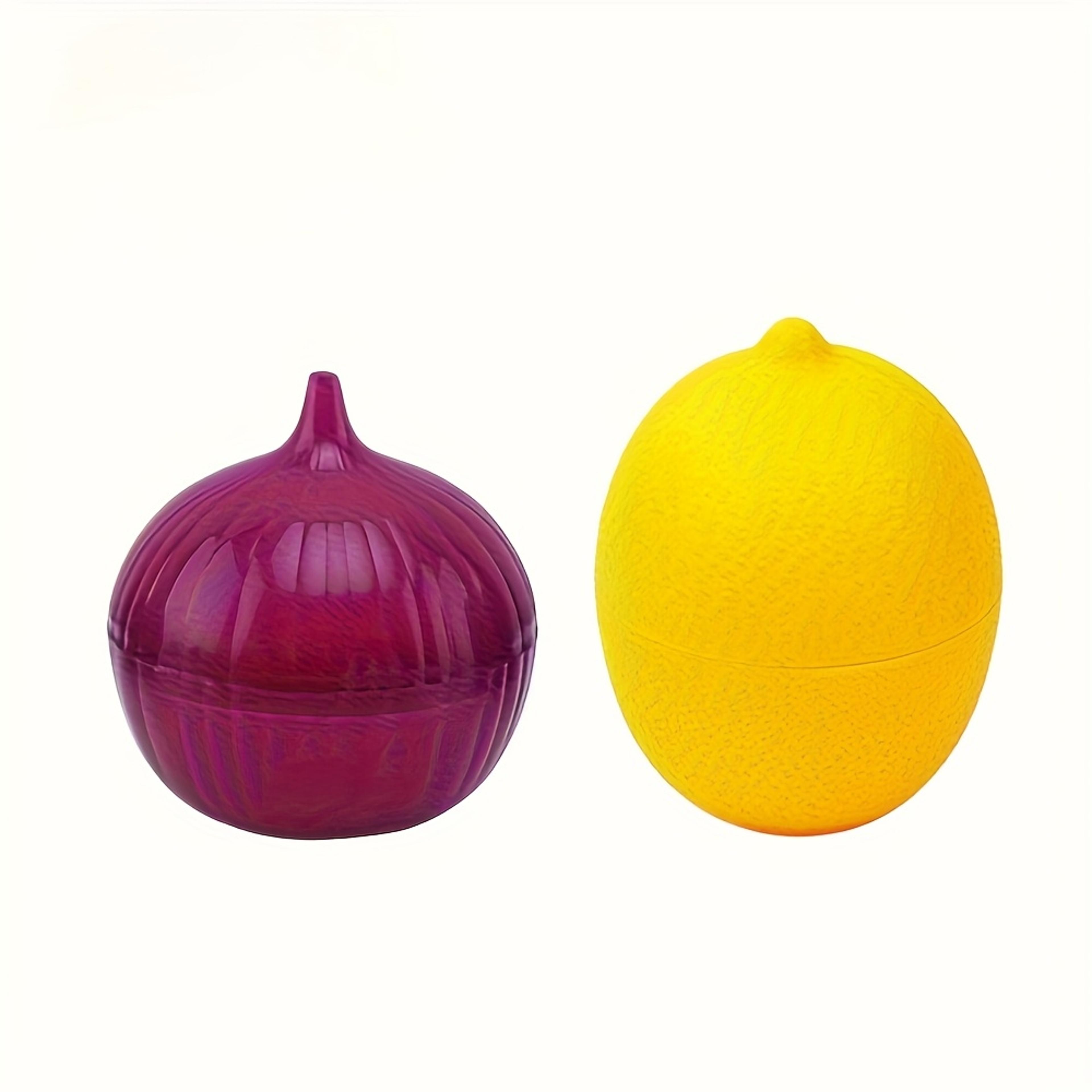 Lemon  Onion Produce Saver Container Set For Fridge Reusable FlipTop Food Keepers 2