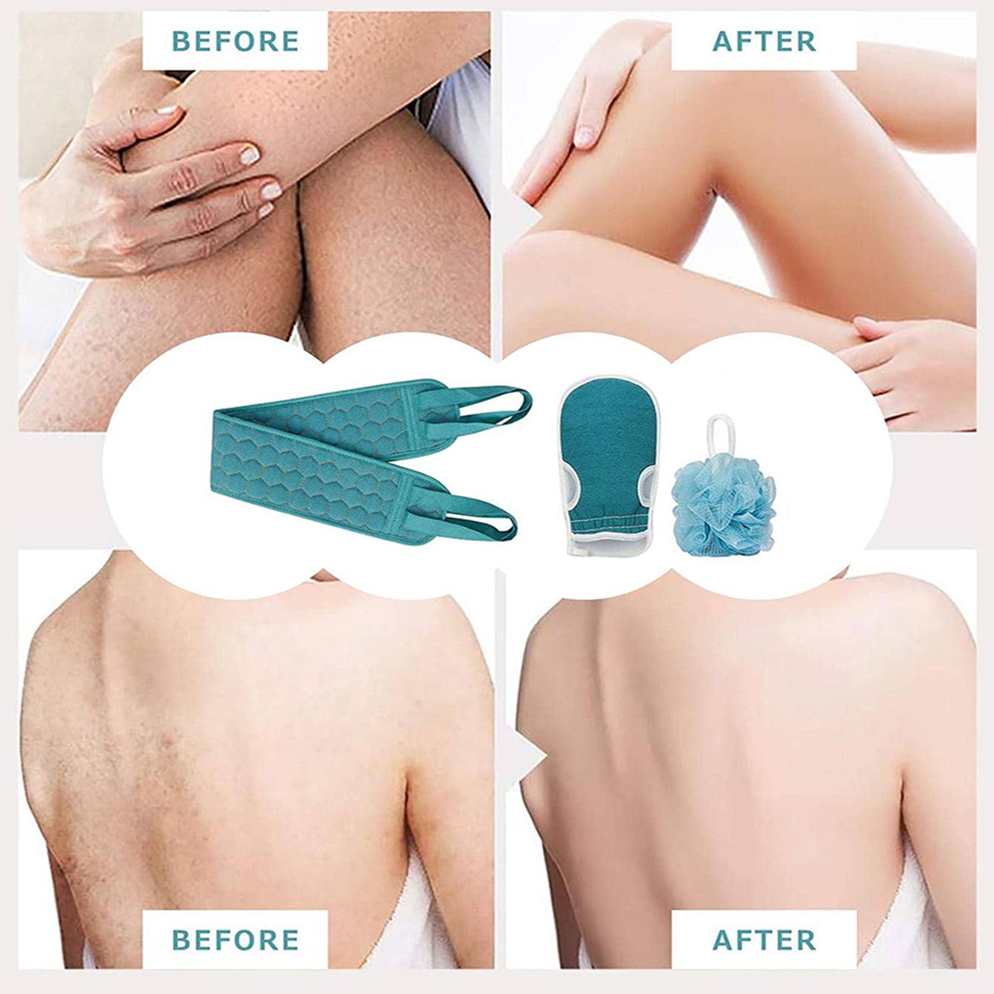 Exfoliating Body Scrubber Set With Back Scrubber Bath Glove And Shower Loofah 1