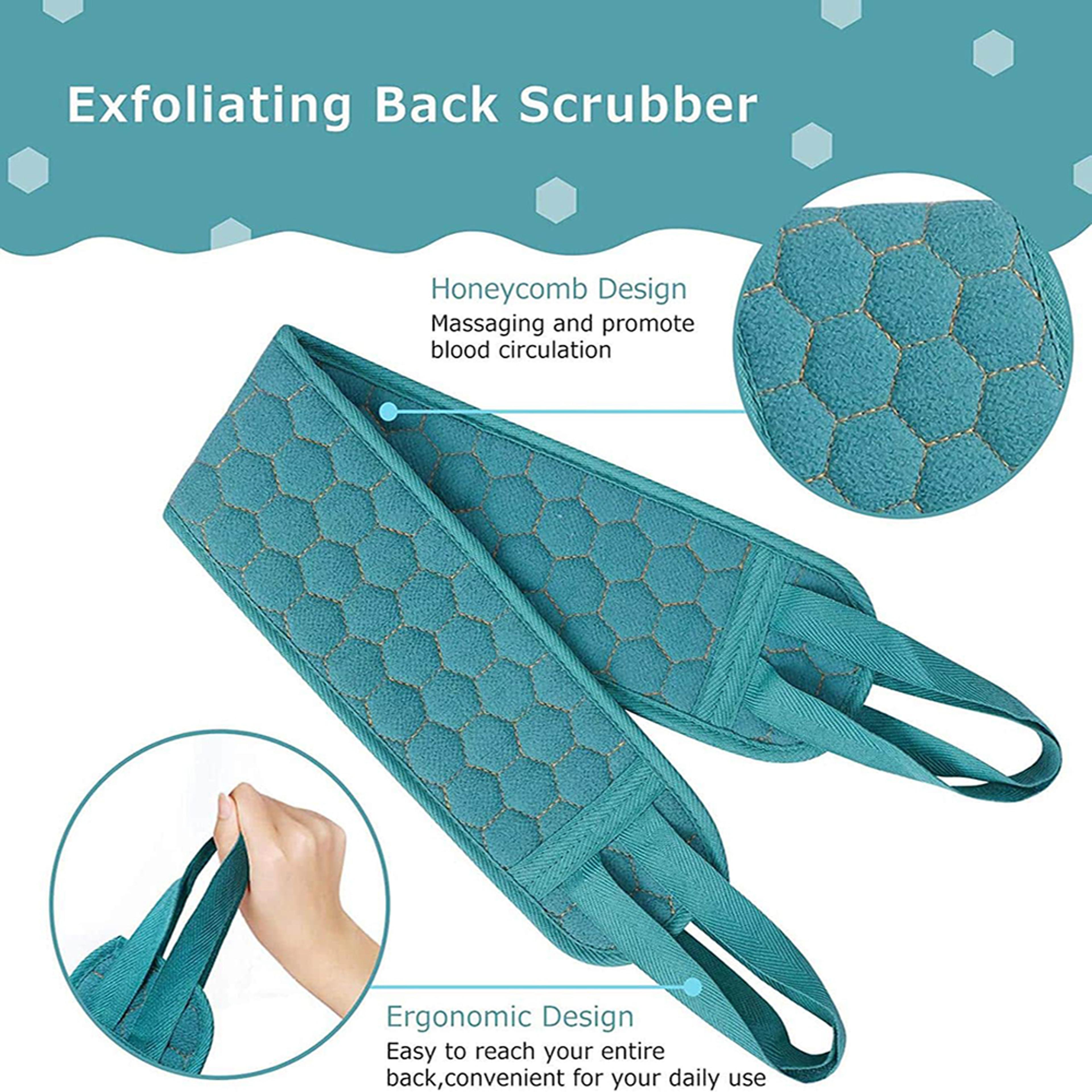 Exfoliating Body Scrubber Set With Back Scrubber Bath Glove And Shower Loofah 3