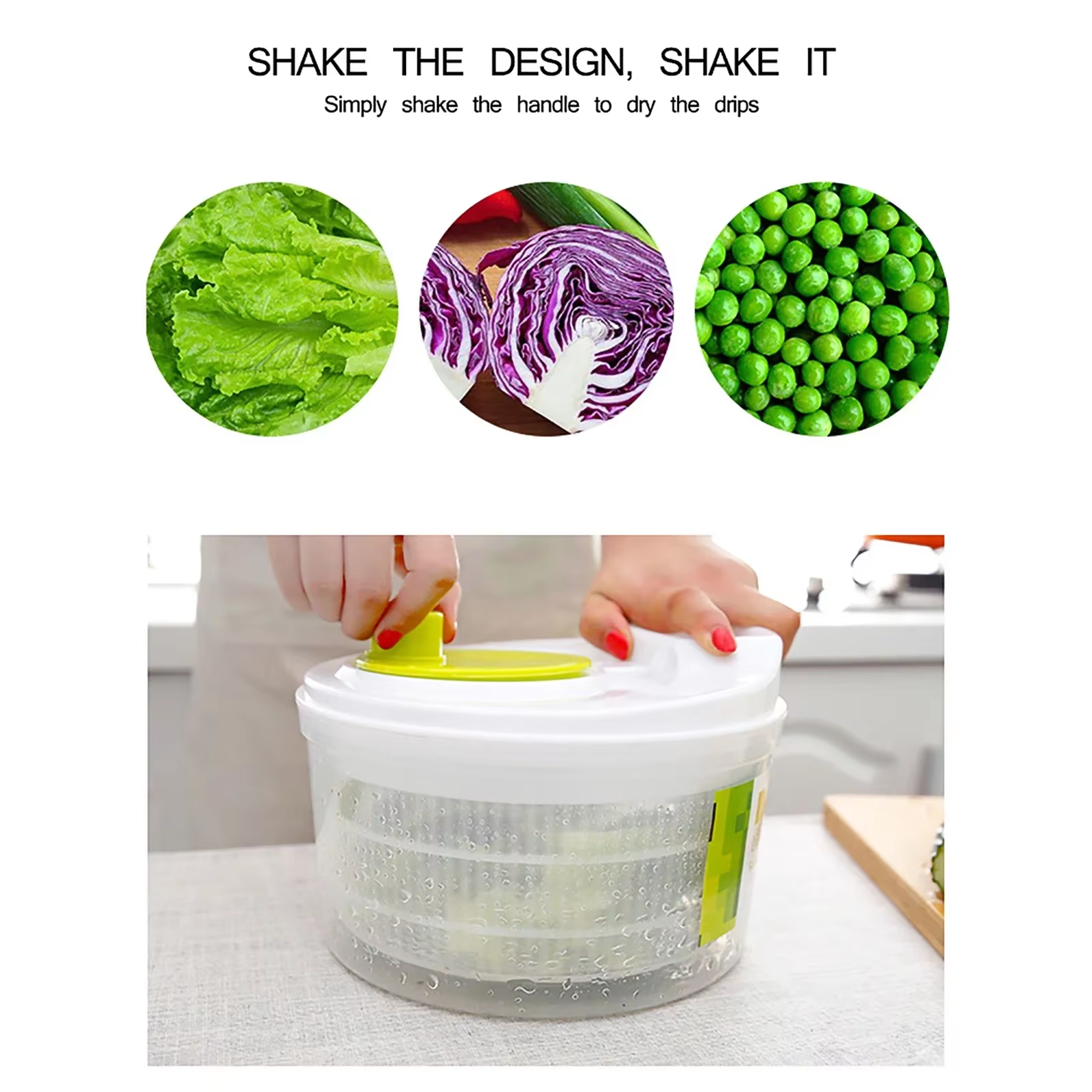 Salad Spinner For Leafy Greens Fast Washing  Drying EasytoUse Kitchen Tool 4