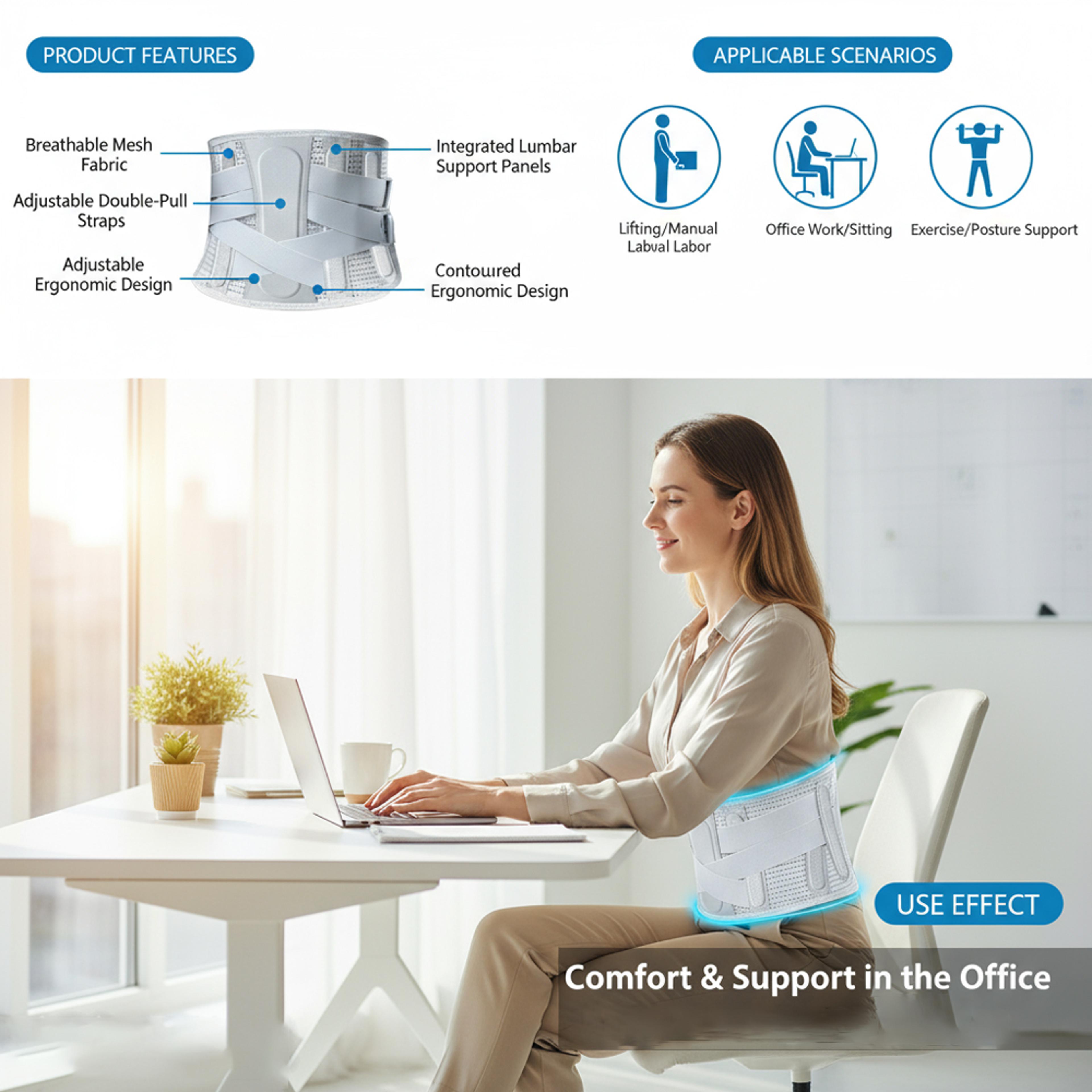 Lumbar Support Back Brace For Lower Back Pain Relief Sciatica  Herniated Disc Support 2
