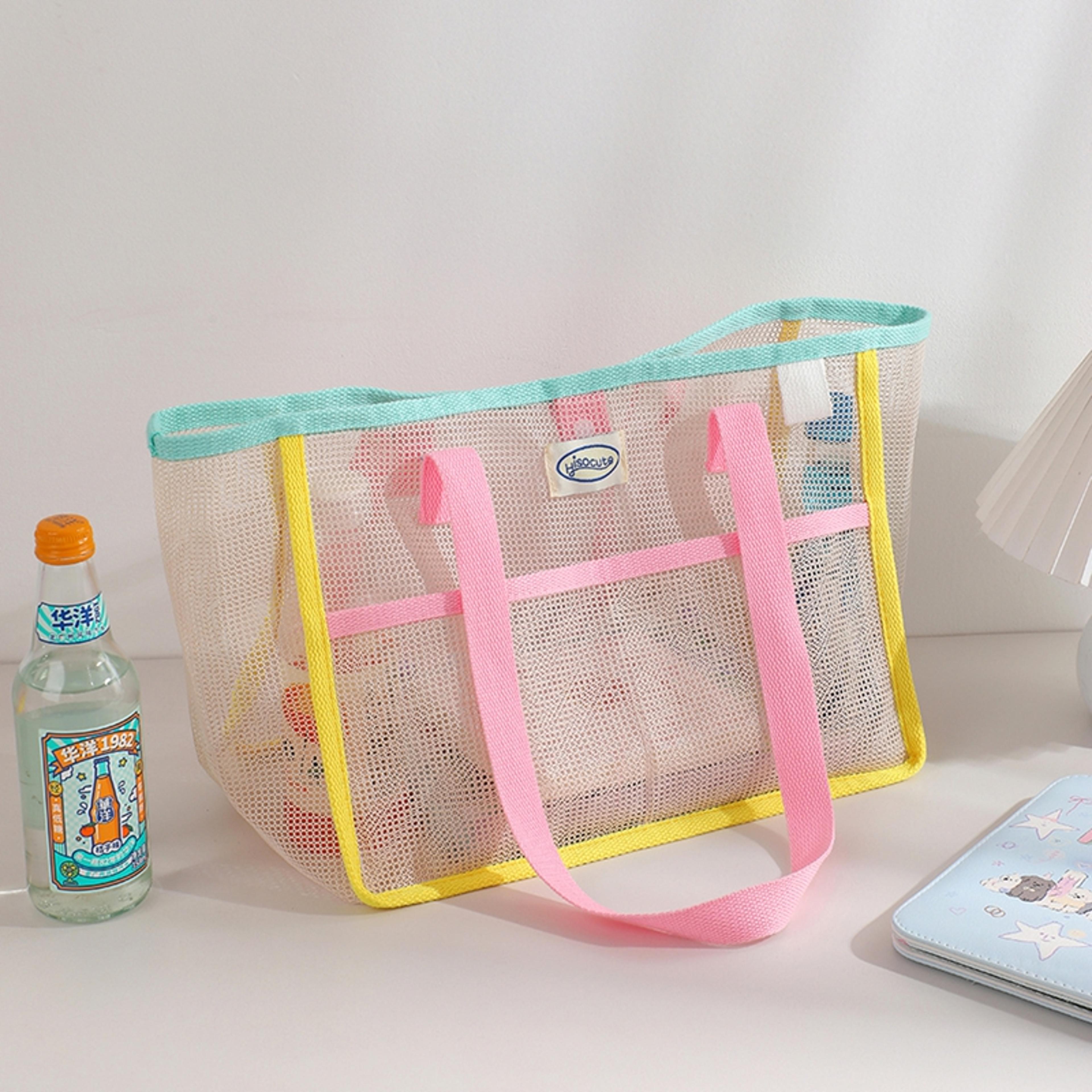 Clear Mesh Beach Tote Bag Large Capacity Pool And Shower Carryall 6