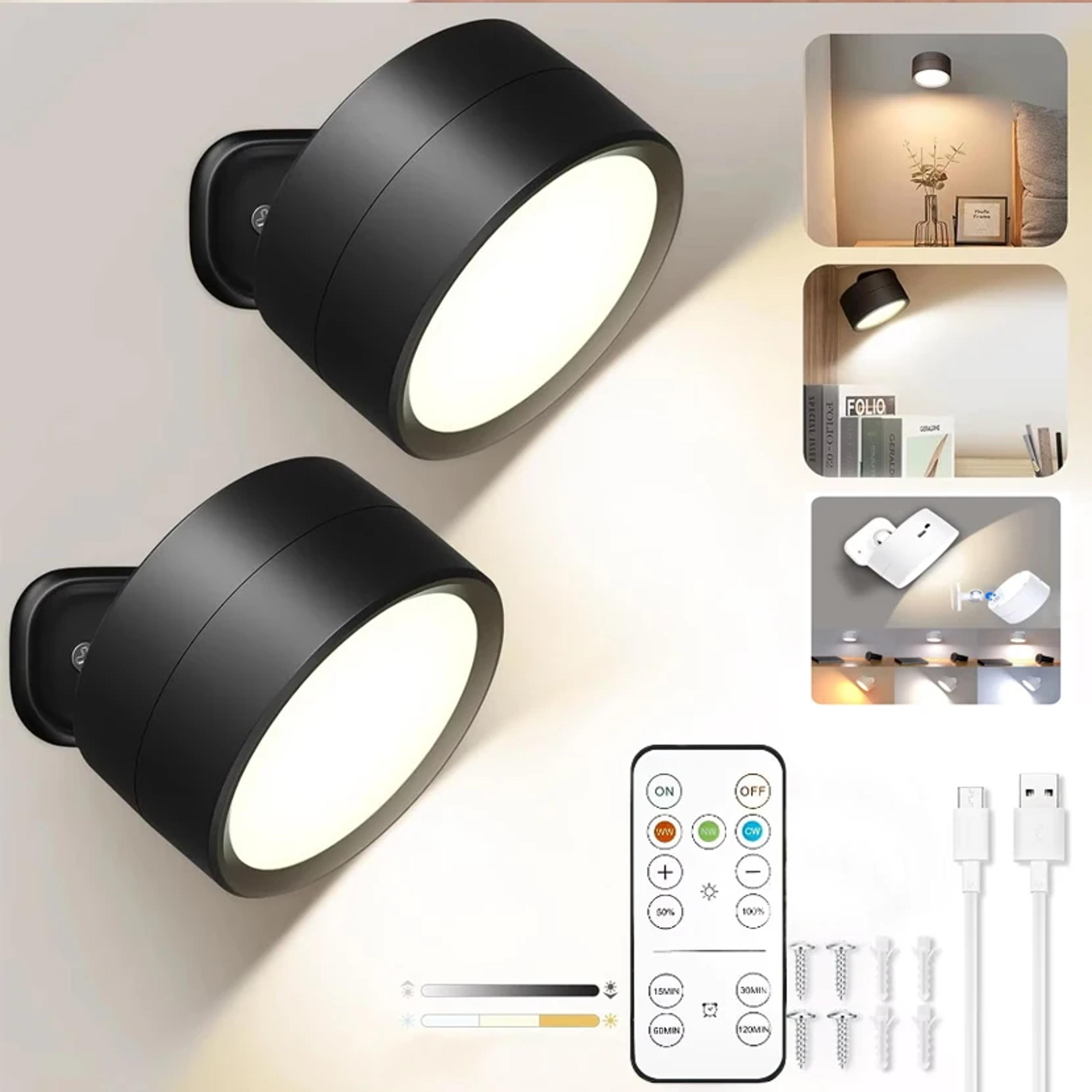 Rechargeable Wireless Wall Sconce LED Light With Remote Magnetic Mount And Color Dimmable Modes 1