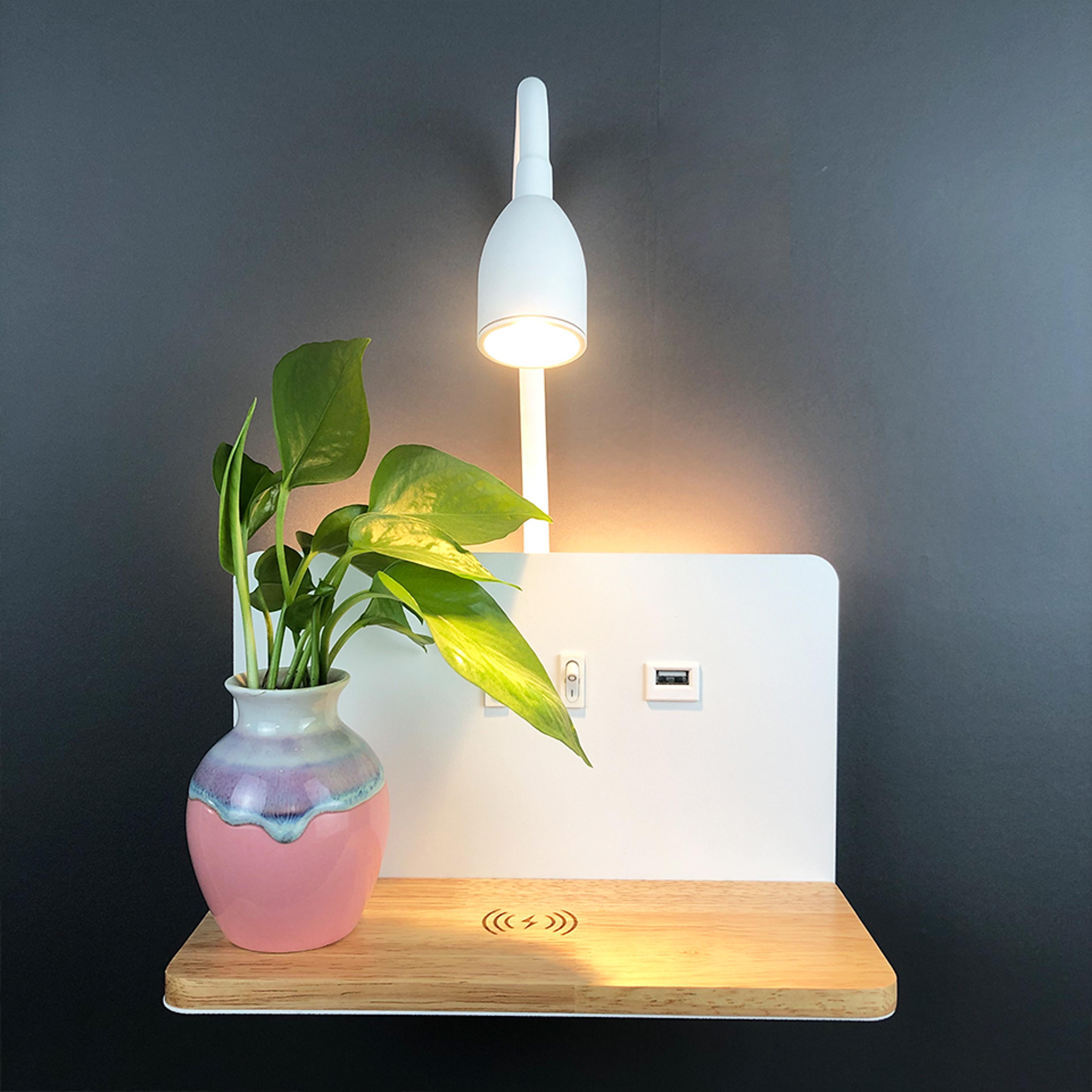 Modern LED Wall Lamp With Wireless Charging USB Port And 360 Rotating Bedside Reading Light 2