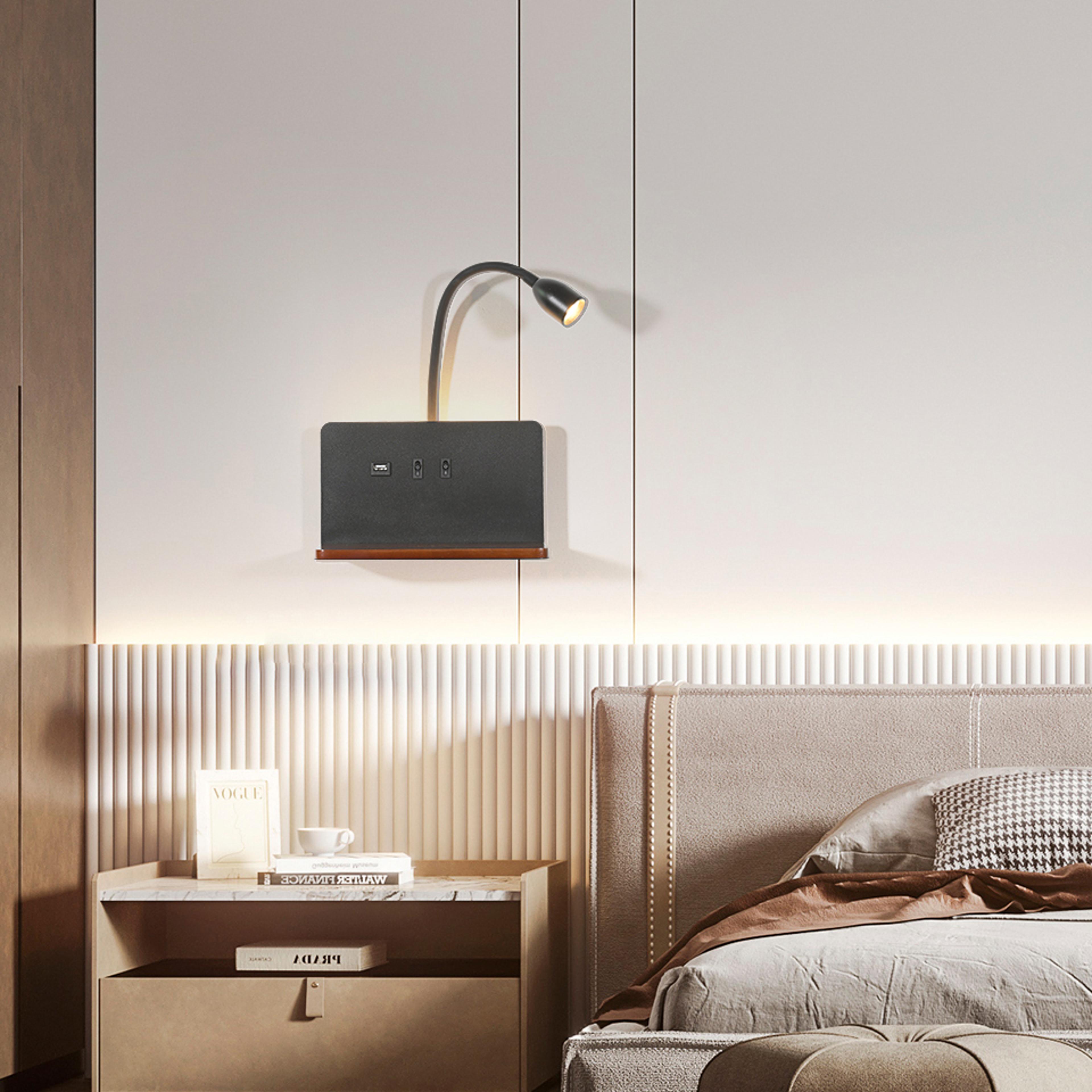 Modern LED Wall Lamp With Wireless Charging USB Port And 360 Rotating Bedside Reading Light 3