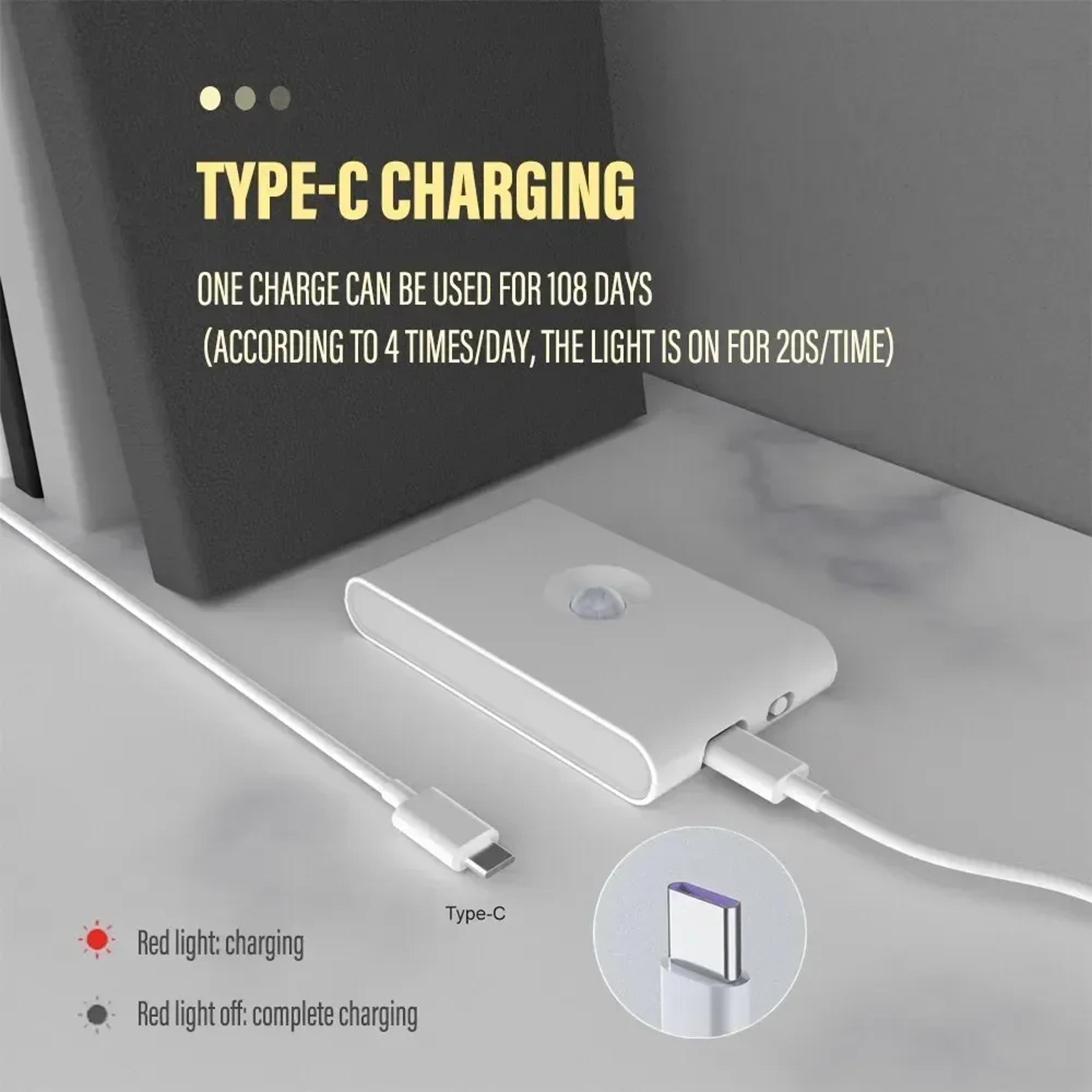 Smart Motion Sensor Night Light USB Rechargeable Wireless LED Wall Lamp 4