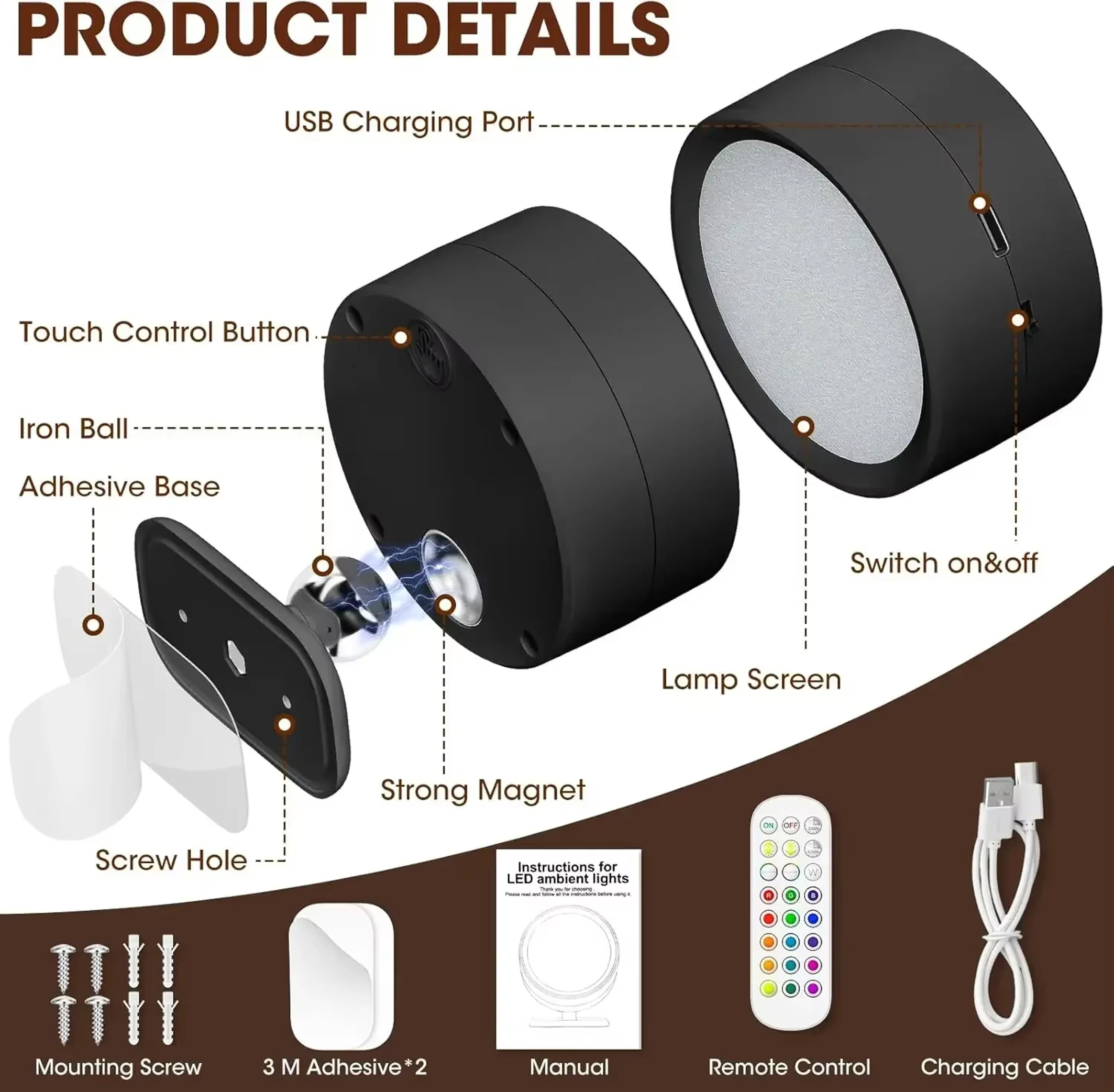 LumiRotate Rechargeable Wall Lamp Wireless Wall Sconce 5