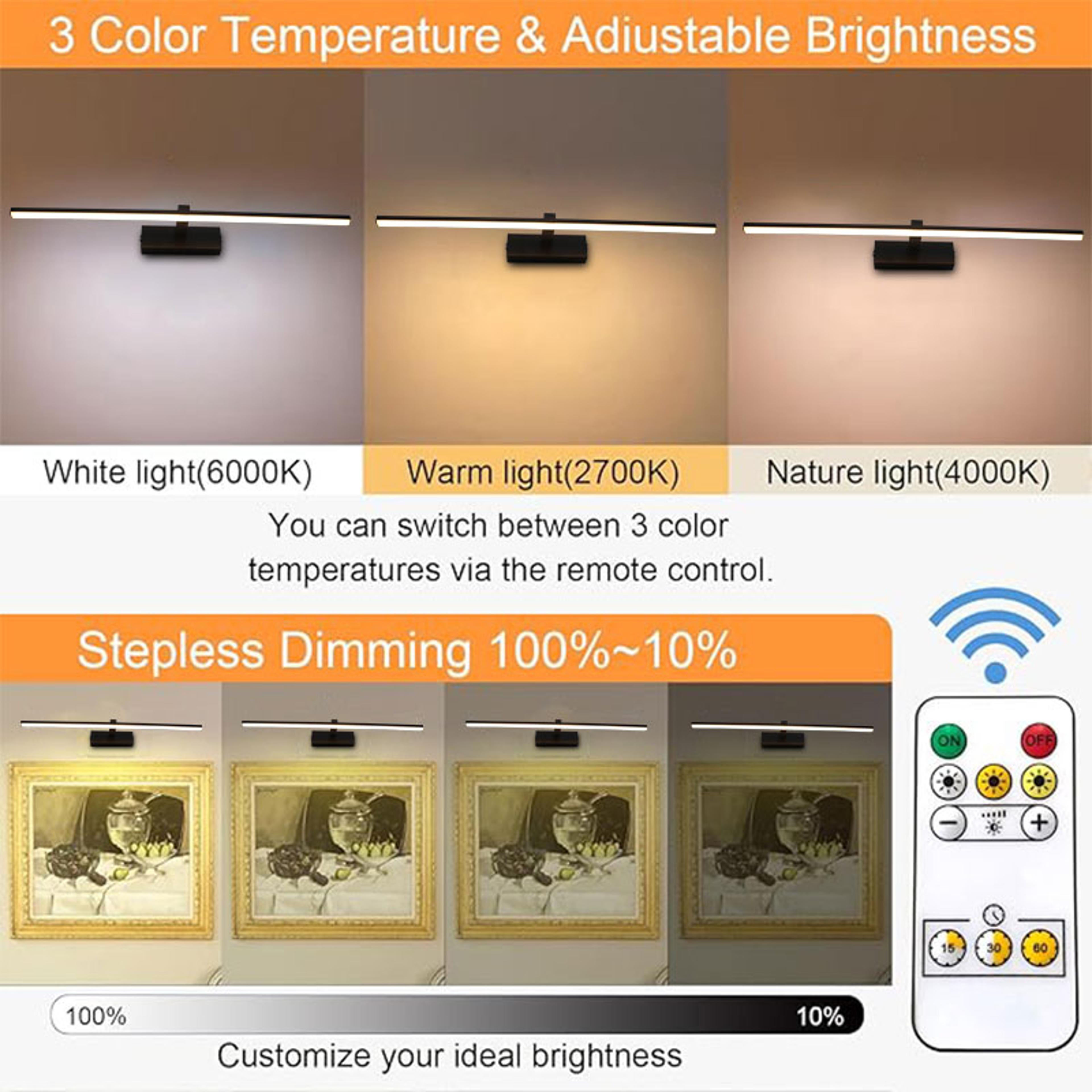 Rechargeable LED Picture Light Wireless Wall Sconce With Remote Dimmable USB C Charging 1