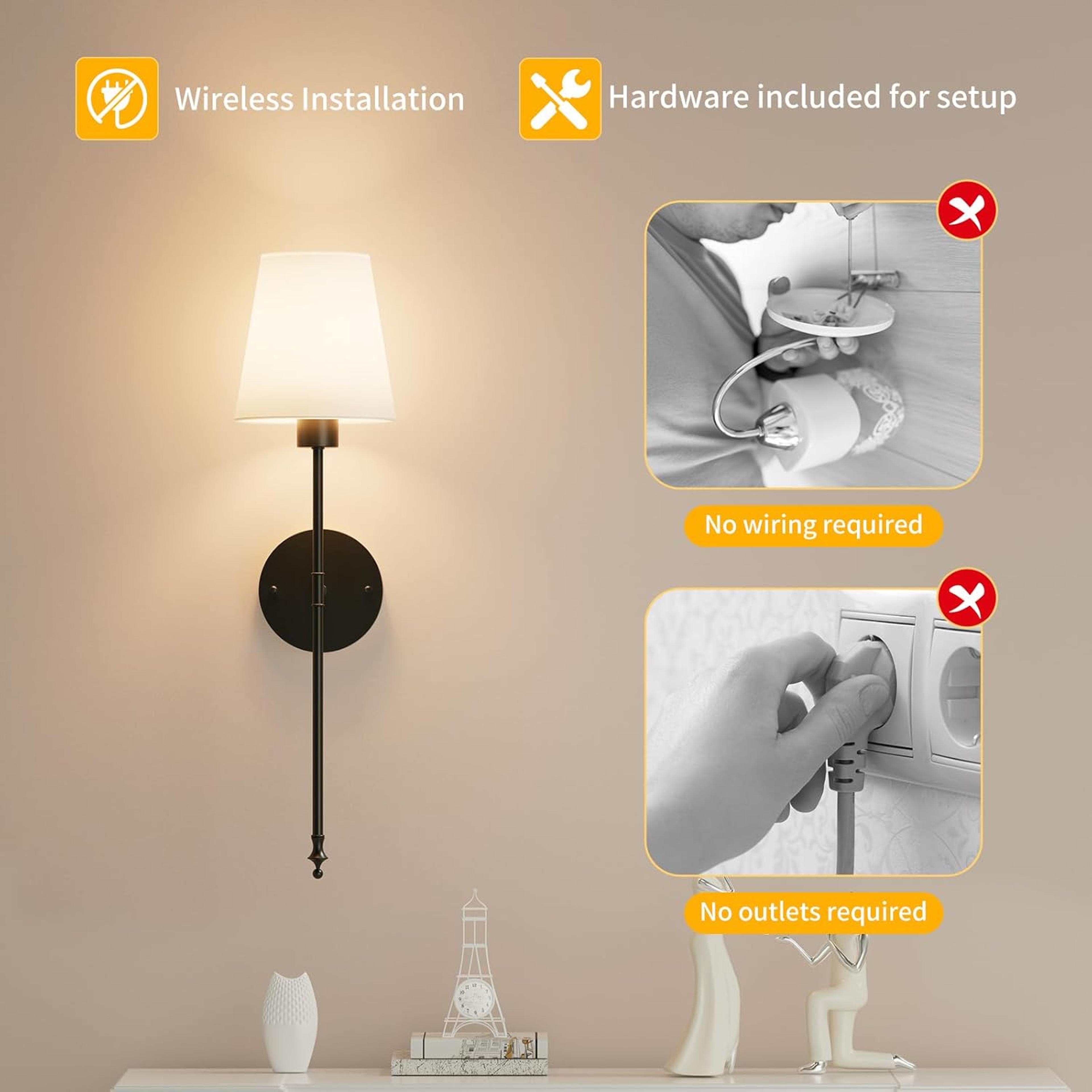 Battery Operated Wall Sconce Cordless Wall Light With Rechargeable Bulb Remote Control 4