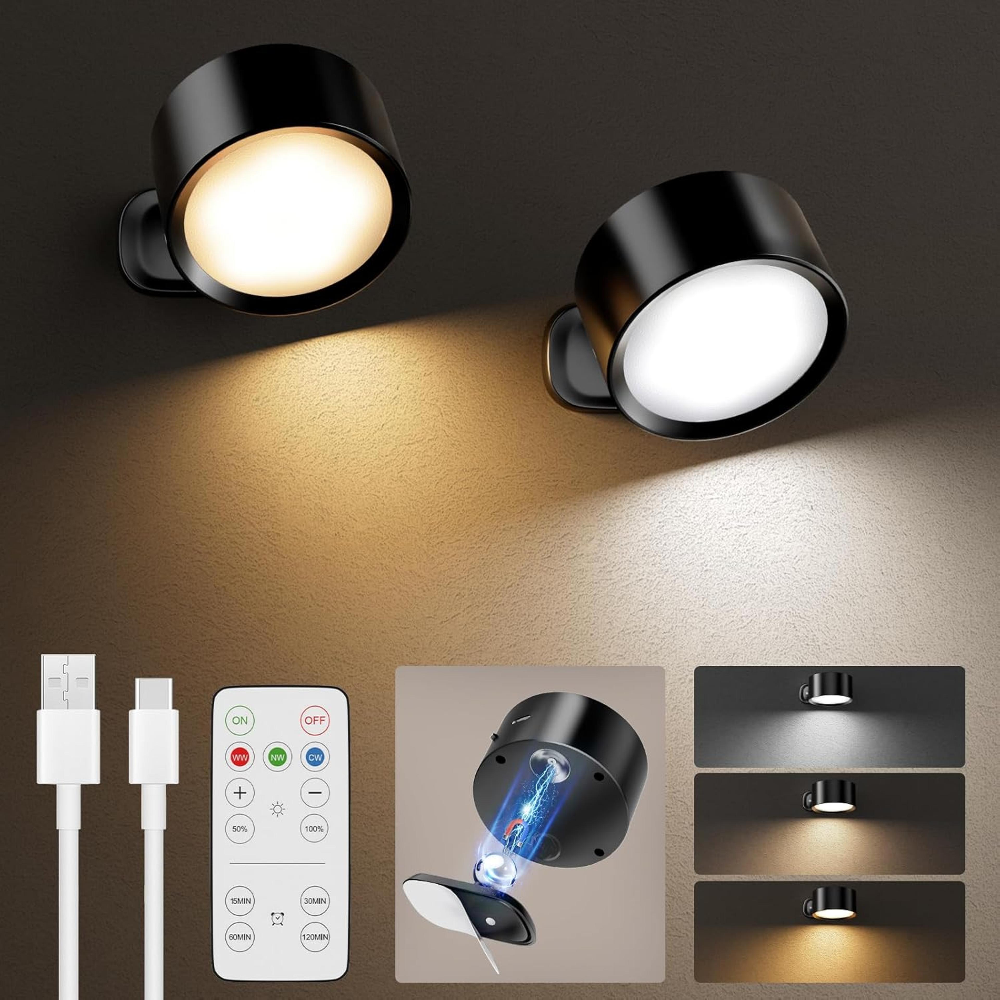 rechargeable wall lamp rgb cordless wall light magnetic rotating led sconce with remote control