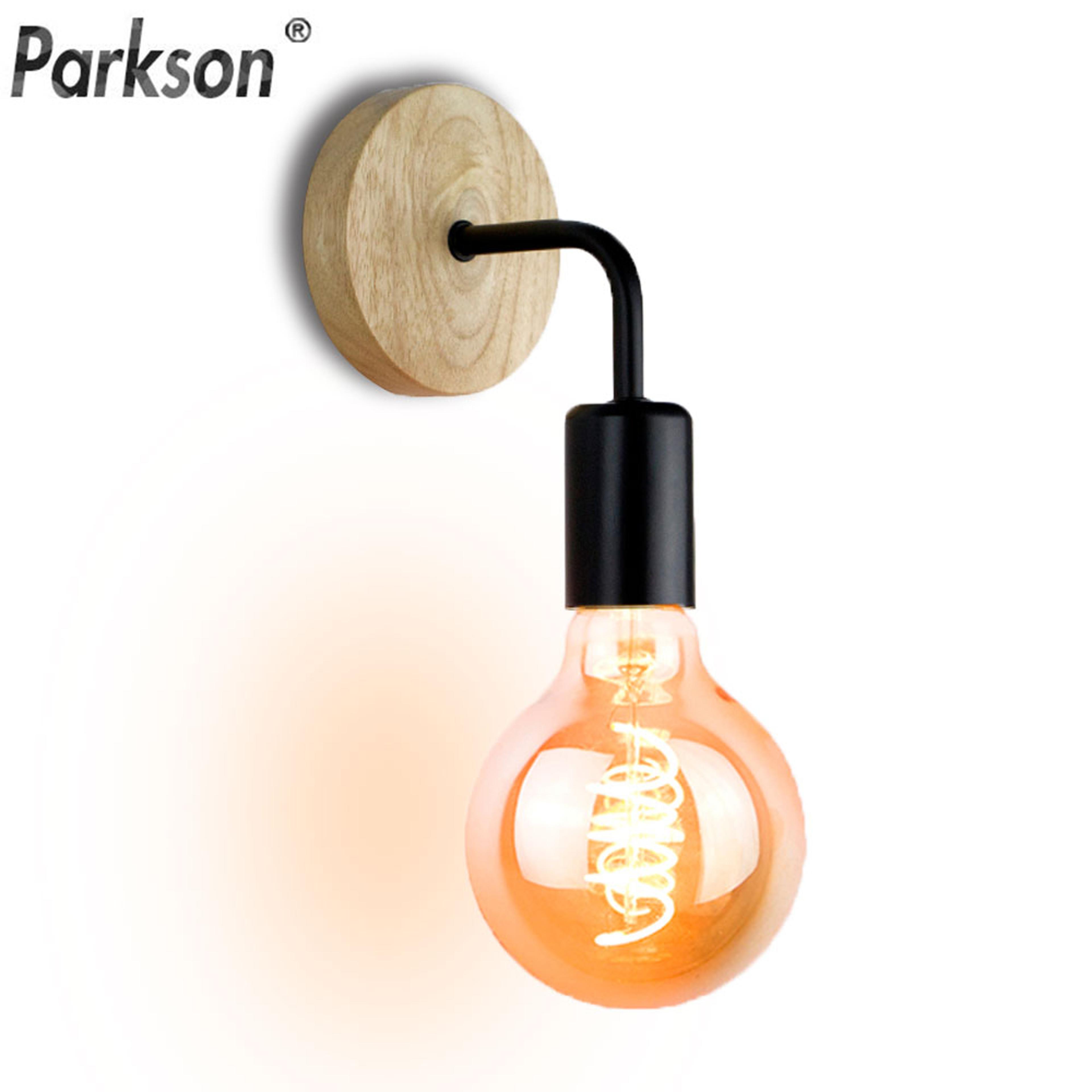 rustic industrial wall sconce wooden vintage wall lamp with socket for loft home decor