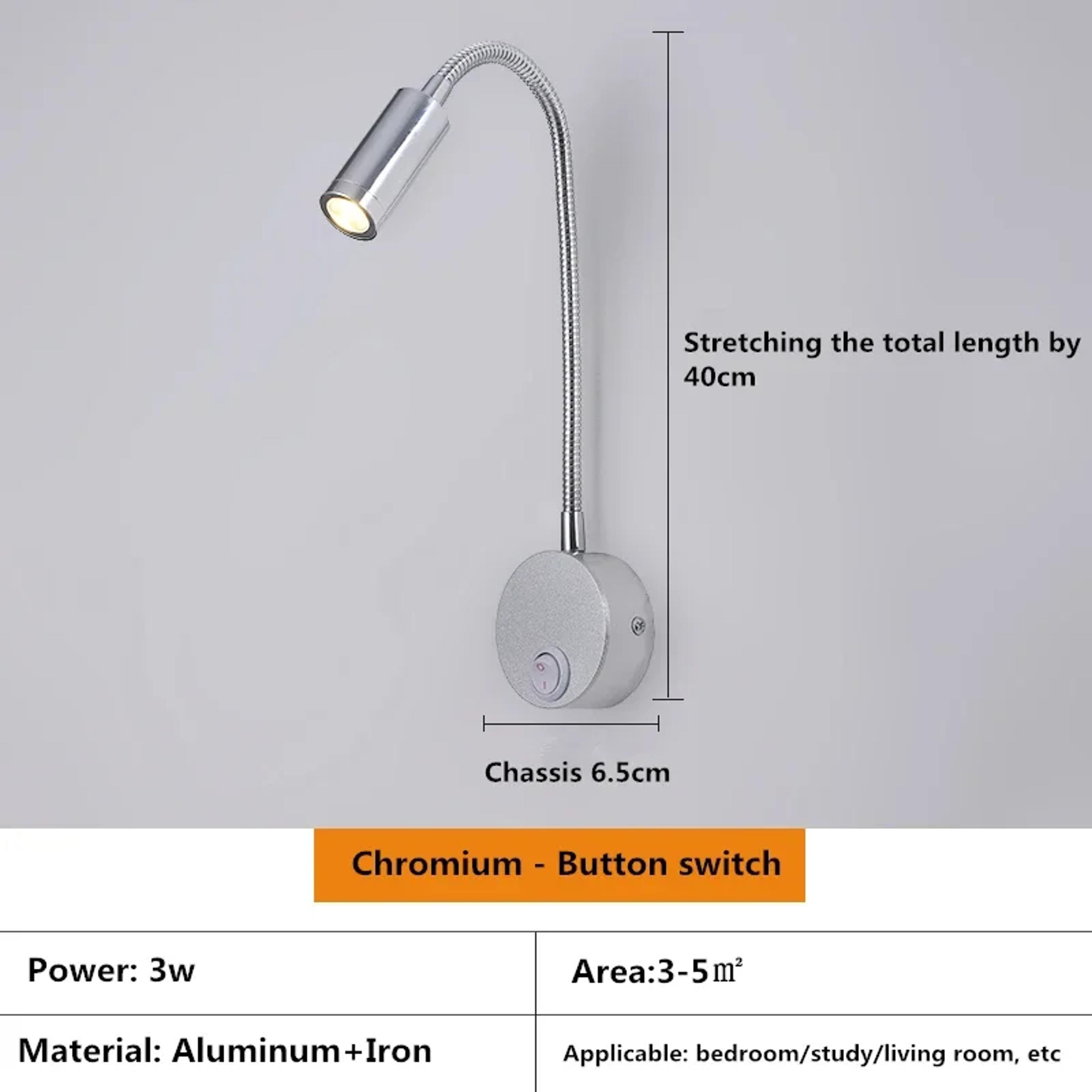 Modern LED Wall Reading Light Adjustable Gooseneck Wall Lamp For Bedroom Study And Living Room 6