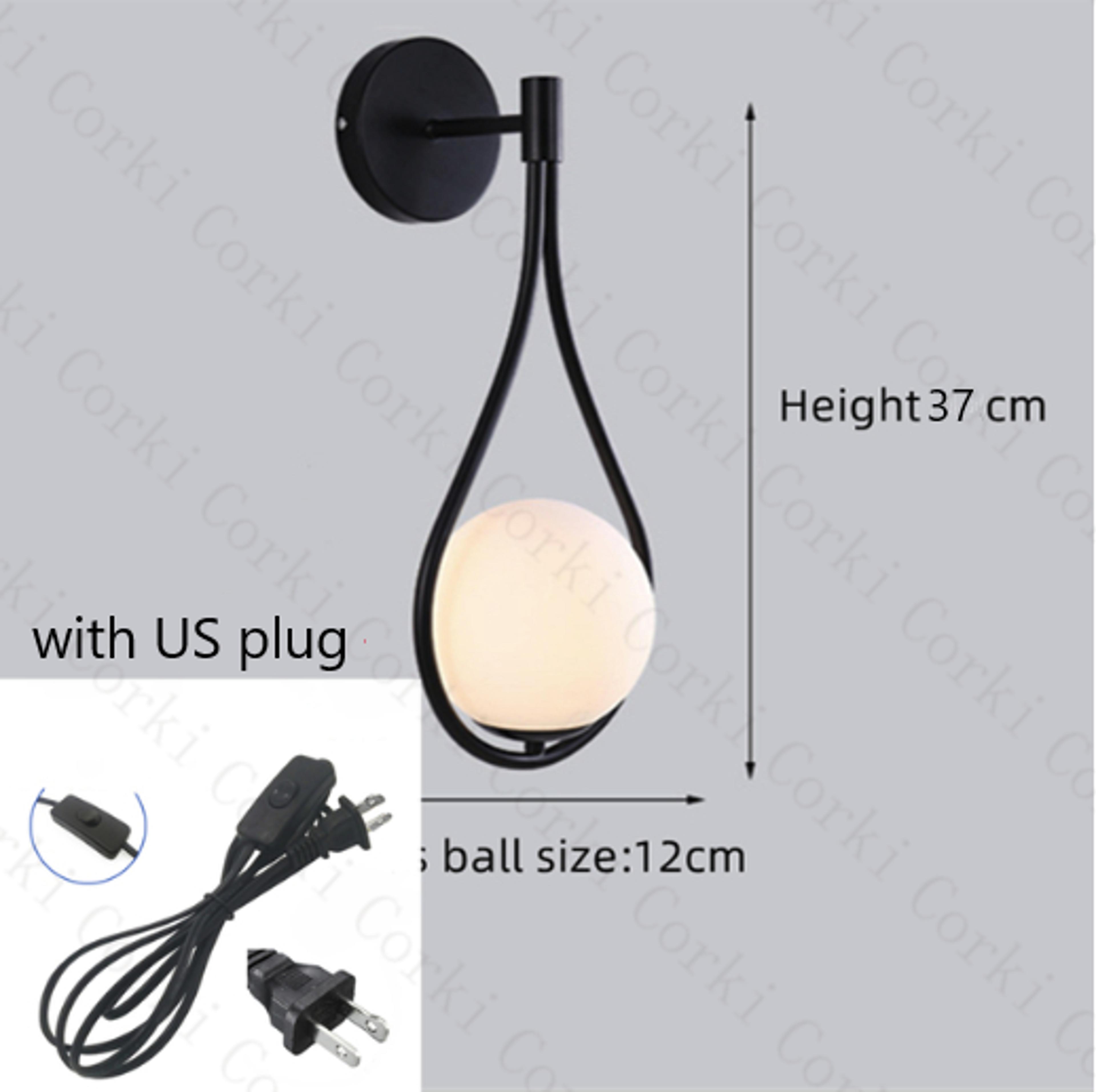Nordic LED Wall Lamp Modern Glass Globe Wall Sconce For Bedroom Living Room Bedside Lighting 5