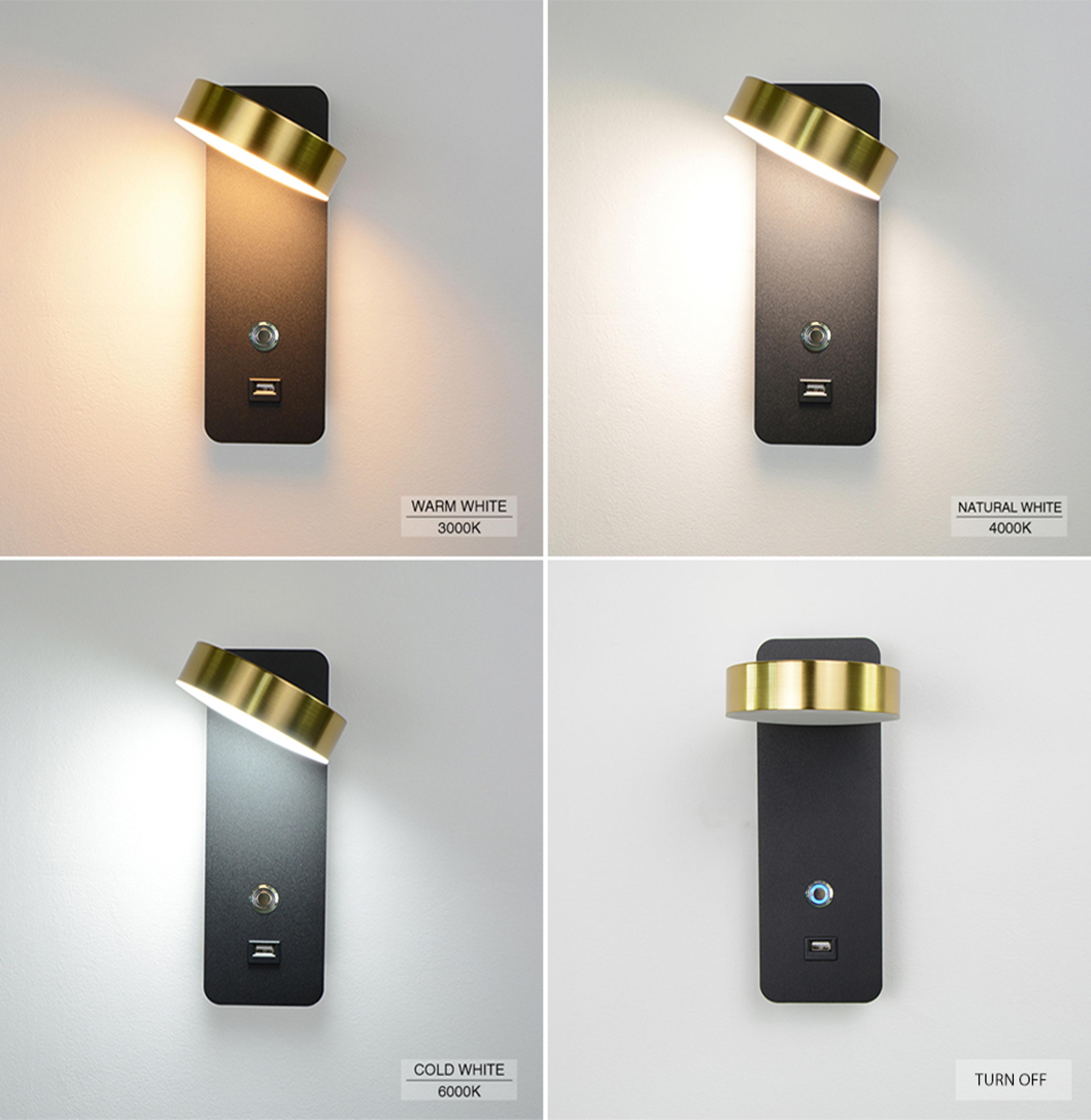 Rechargeable LED Wall Sconce Touch Dimmable Modern Wall Light With Color Modes USB Charging 4